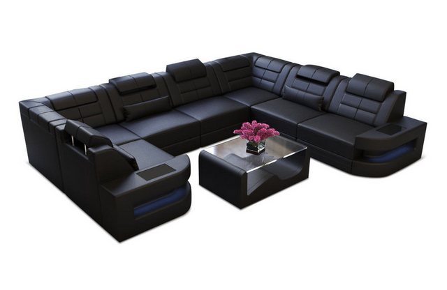 Sofa Dreams Wohnlandschaft Ledersofa Como U Form Mini, Designersofa, Sofa m günstig online kaufen