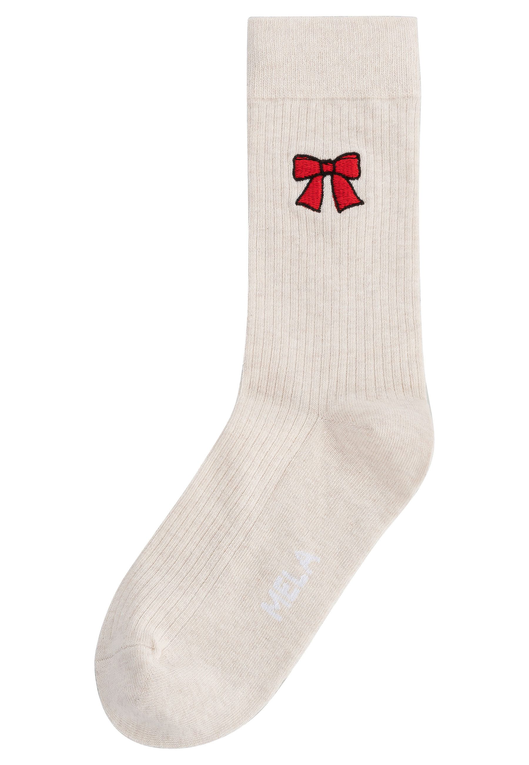 MELA Socken Unisex Gerippte Socken Stickerei günstig online kaufen