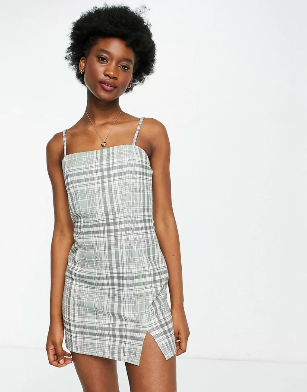 ASOS DESIGN – Mini-Anzugkleid aus Jersey mit adrettem Karomuster, Kombiteil günstig online kaufen
