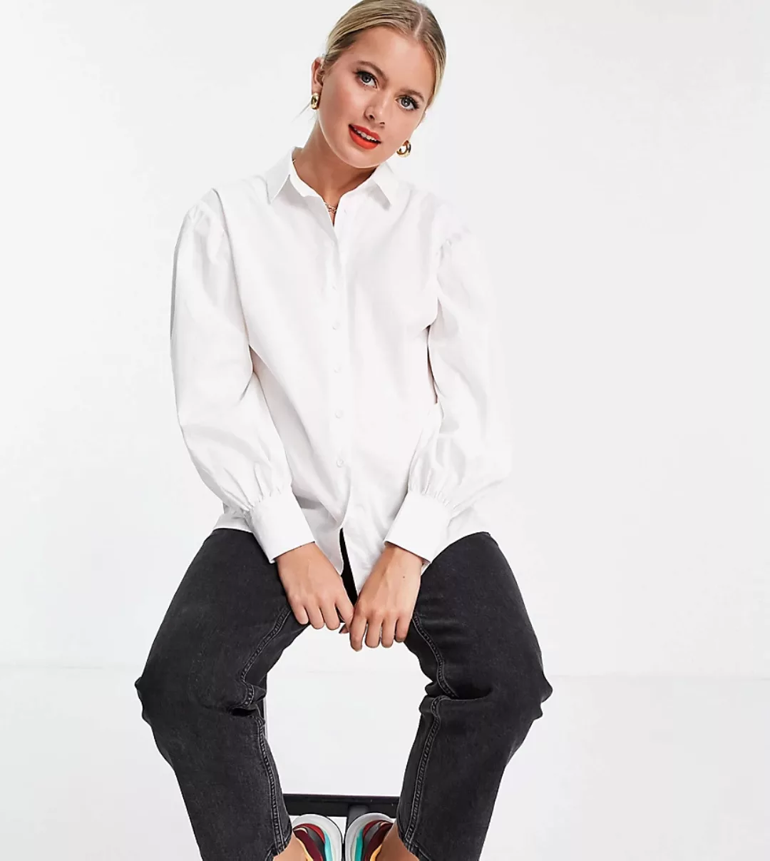 New Look Maternity – Popeline-Hemd in Weiß günstig online kaufen