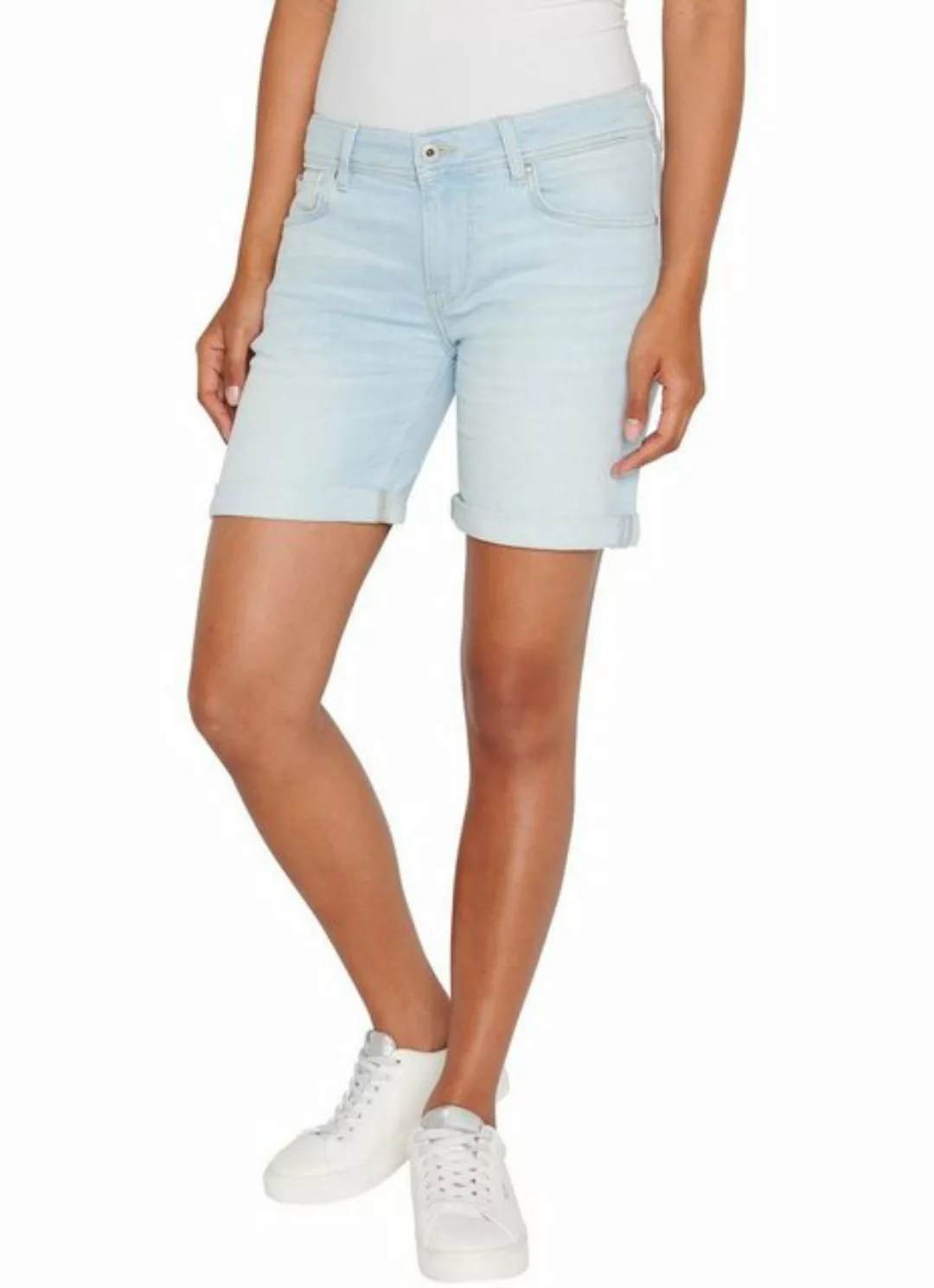 Pepe Jeans Damen Short SLIM SHORT MW - Slim Fit - Blau- Light Blue Denim günstig online kaufen