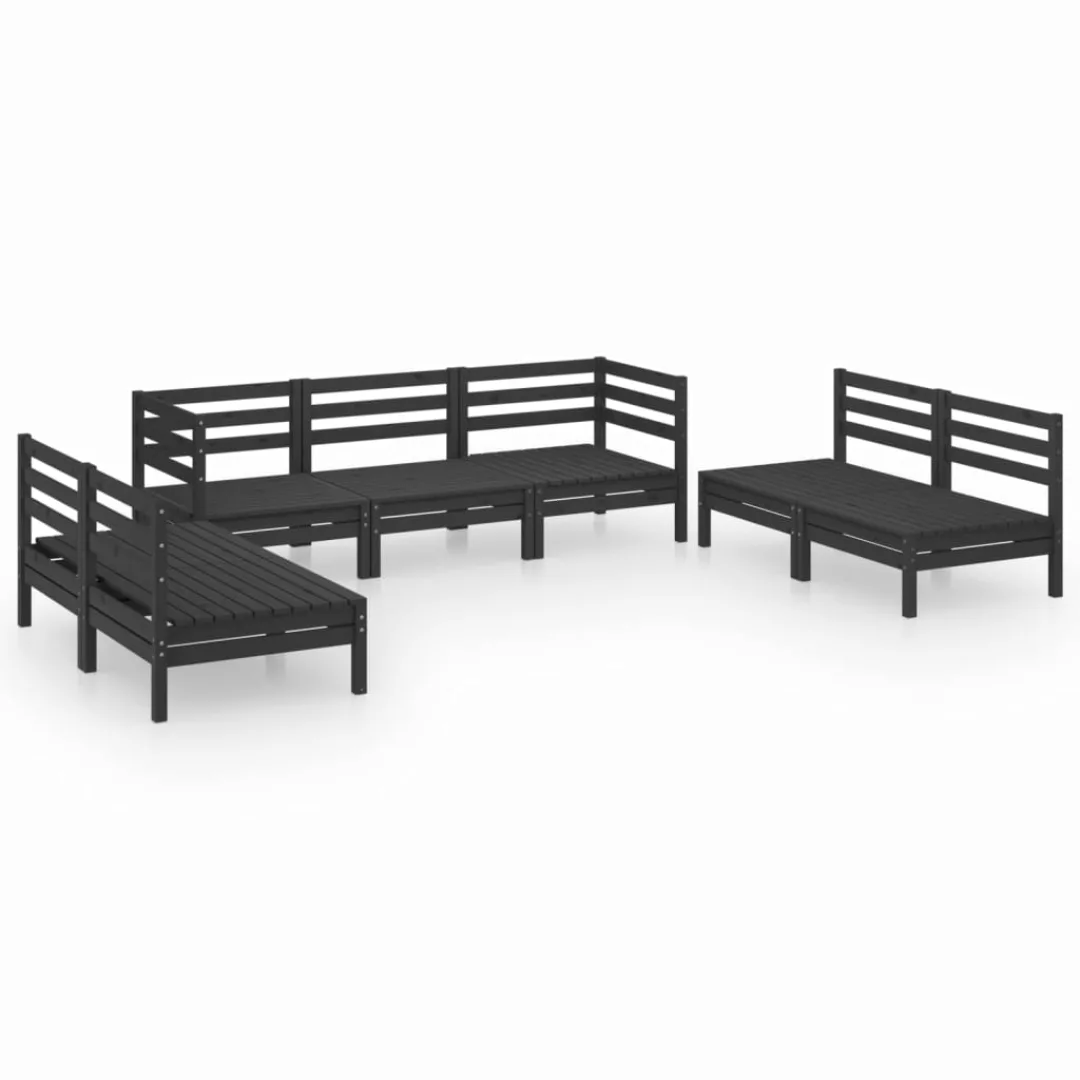 7-tlg. Garten-lounge-set Schwarz Massivholz Kiefer günstig online kaufen