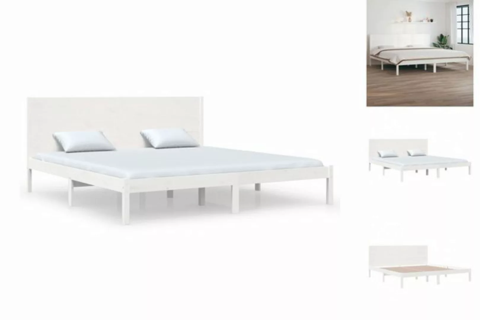 vidaXL Bettgestell Massivholzbett Weiß 180x200 cm 6FT Super King Bett Bettg günstig online kaufen