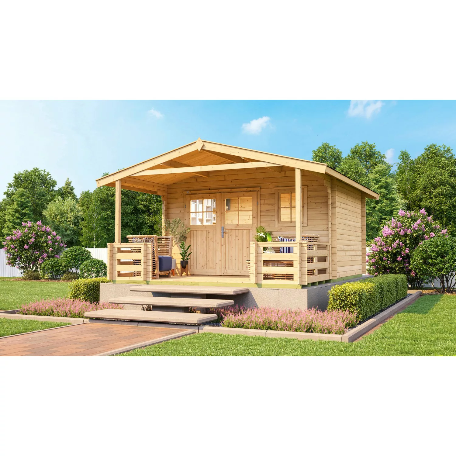 Weka Holz-Gartenhaus/Gerätehaus Satteldach Unbehandelt 590 cm günstig online kaufen