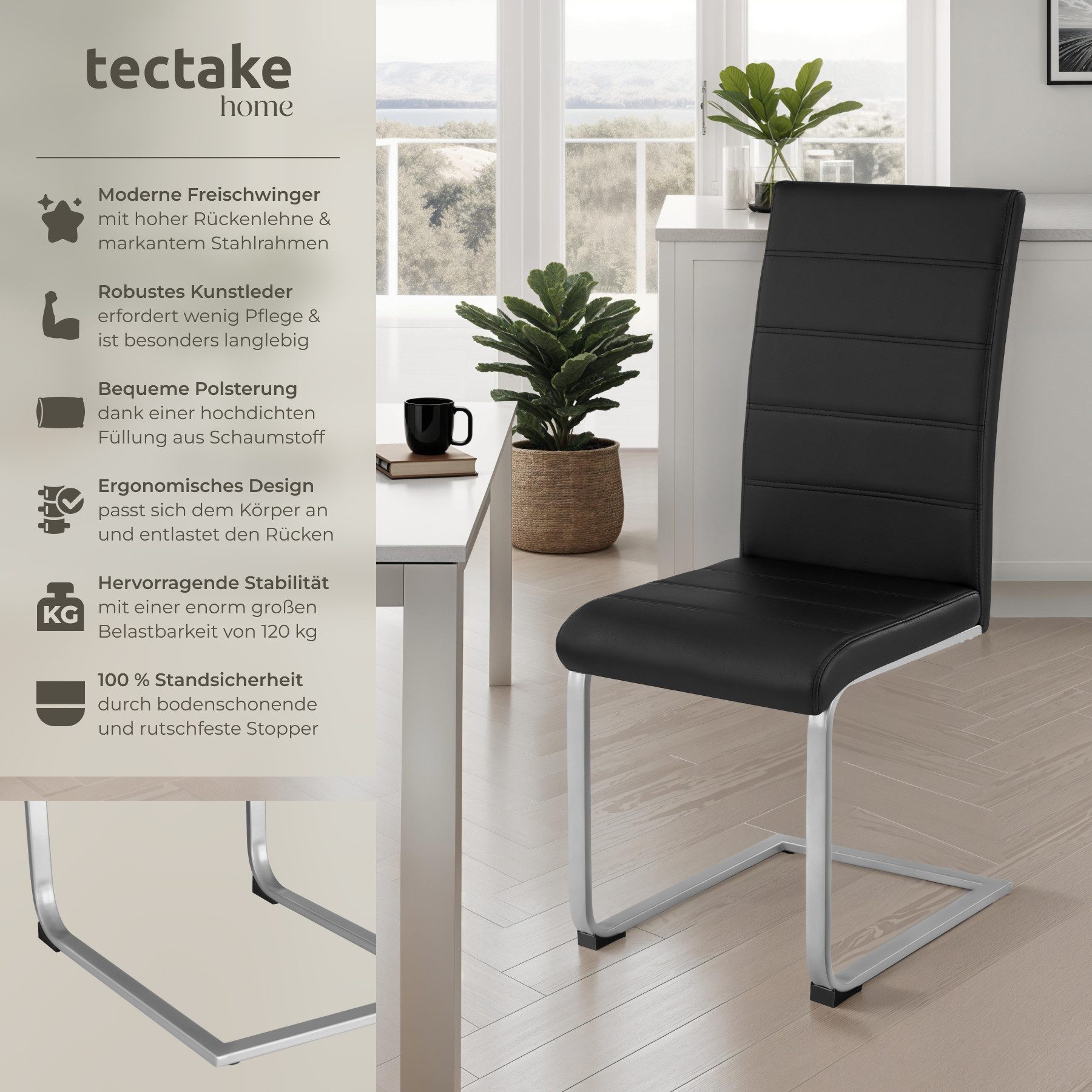 tectake Esszimmerstuhl Schwingstühle, Kunstleder (Set., 8 günstig online kaufen