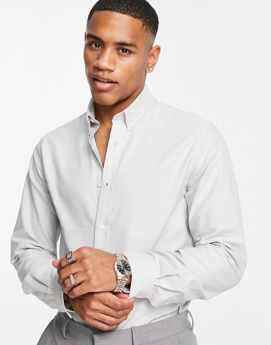 Ben Sherman – Oxford-Hemd in Grau günstig online kaufen