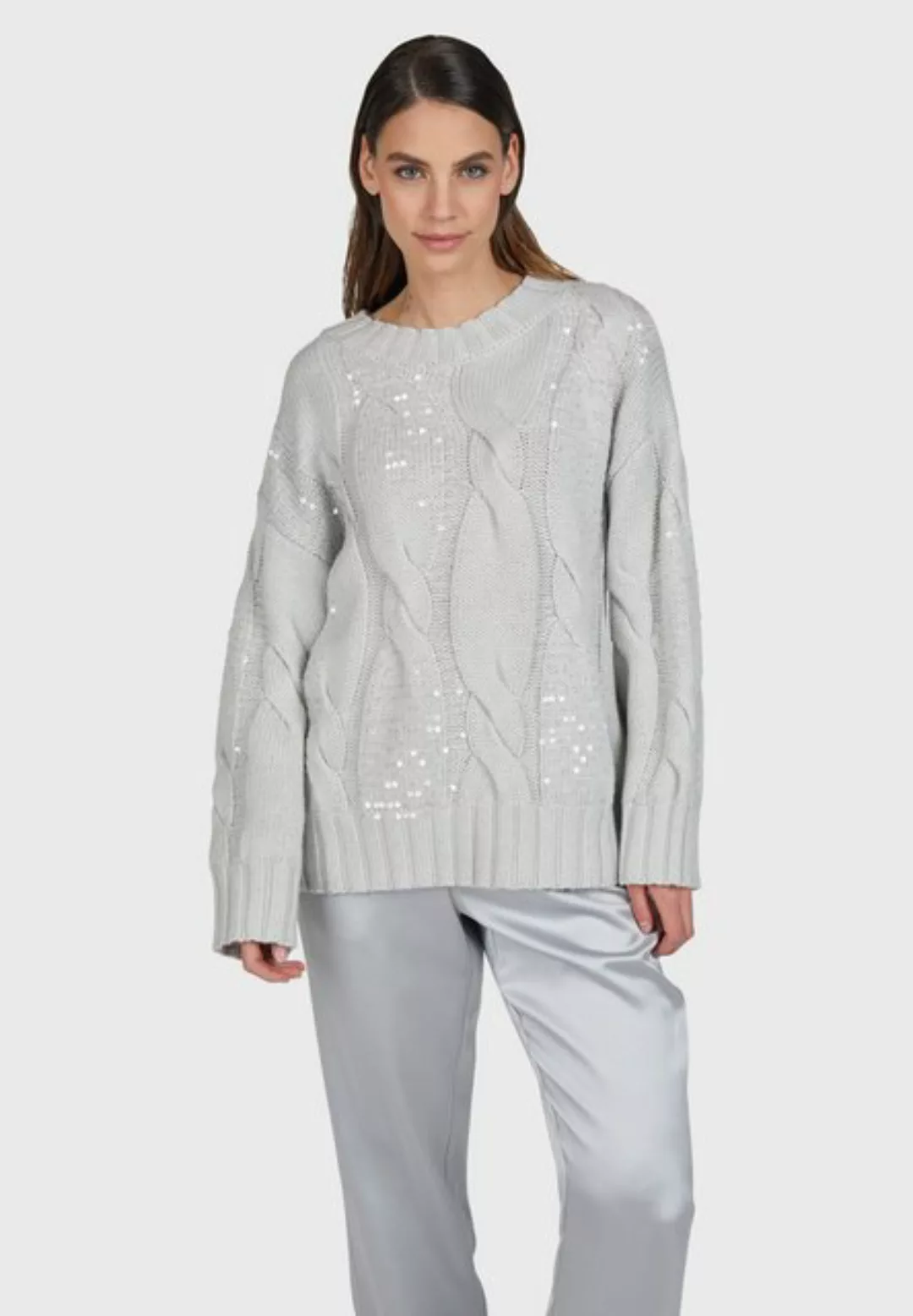 MARC AUREL Blusenshirt Pullover mit transparenten Pailletten silver grey günstig online kaufen