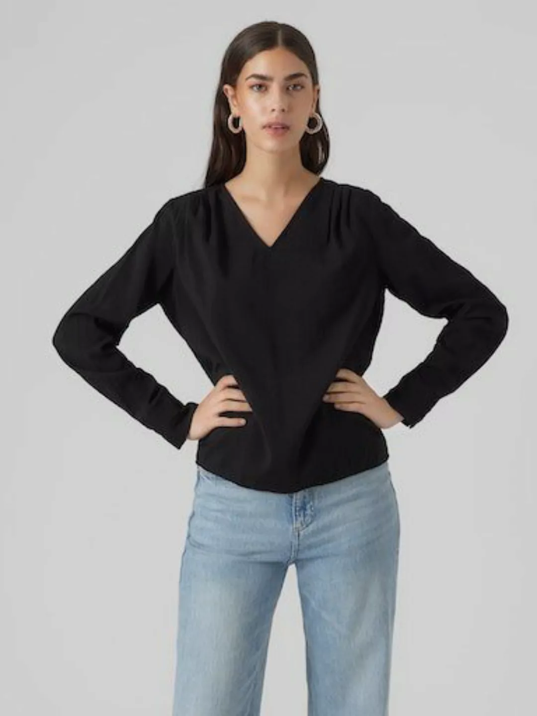 Vero Moda Langarmbluse "VMLENA LS PLEAT TOP WVN NOOS" günstig online kaufen