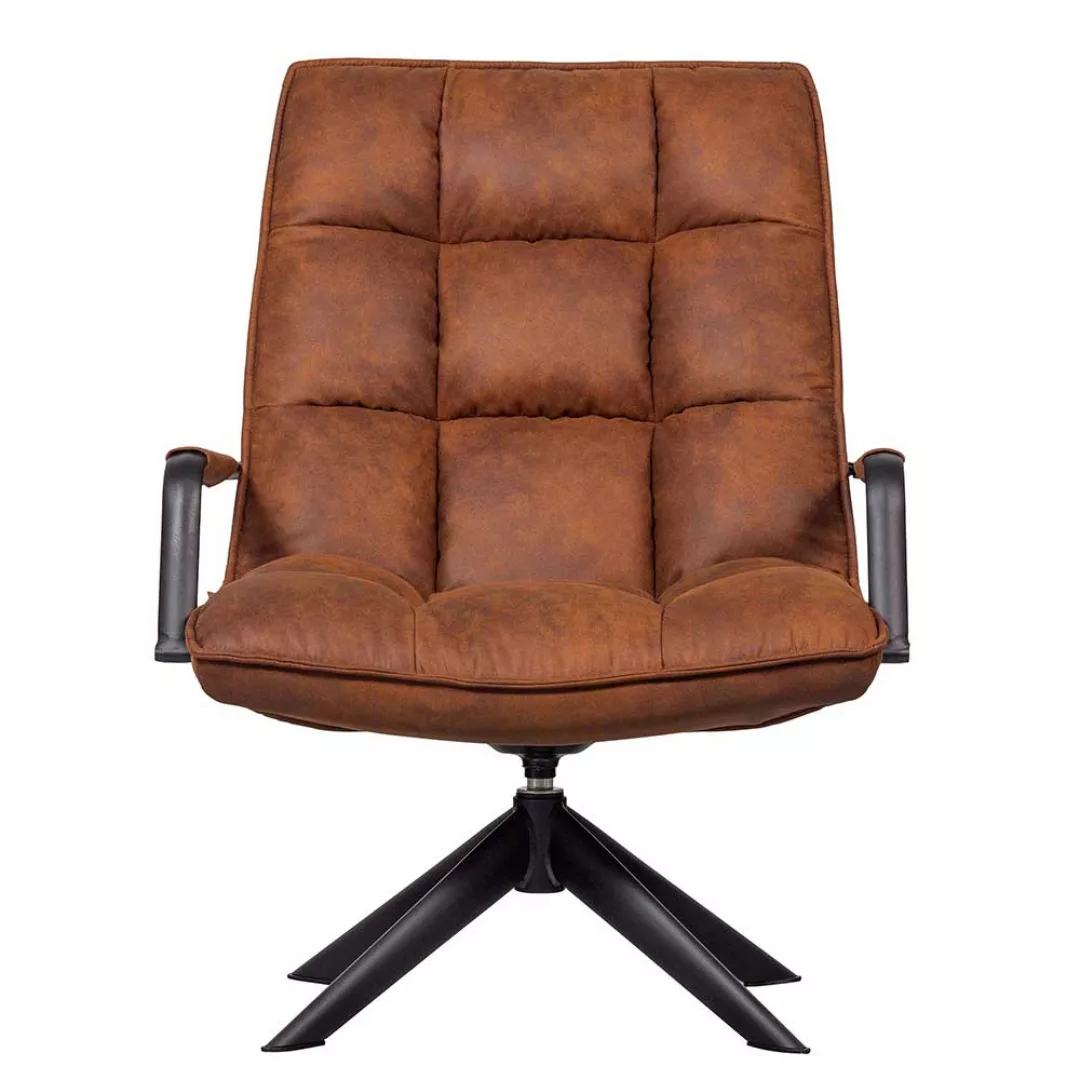 Lounge Sessel drehbar in Cognac Braun und Schwarz Retrostil günstig online kaufen