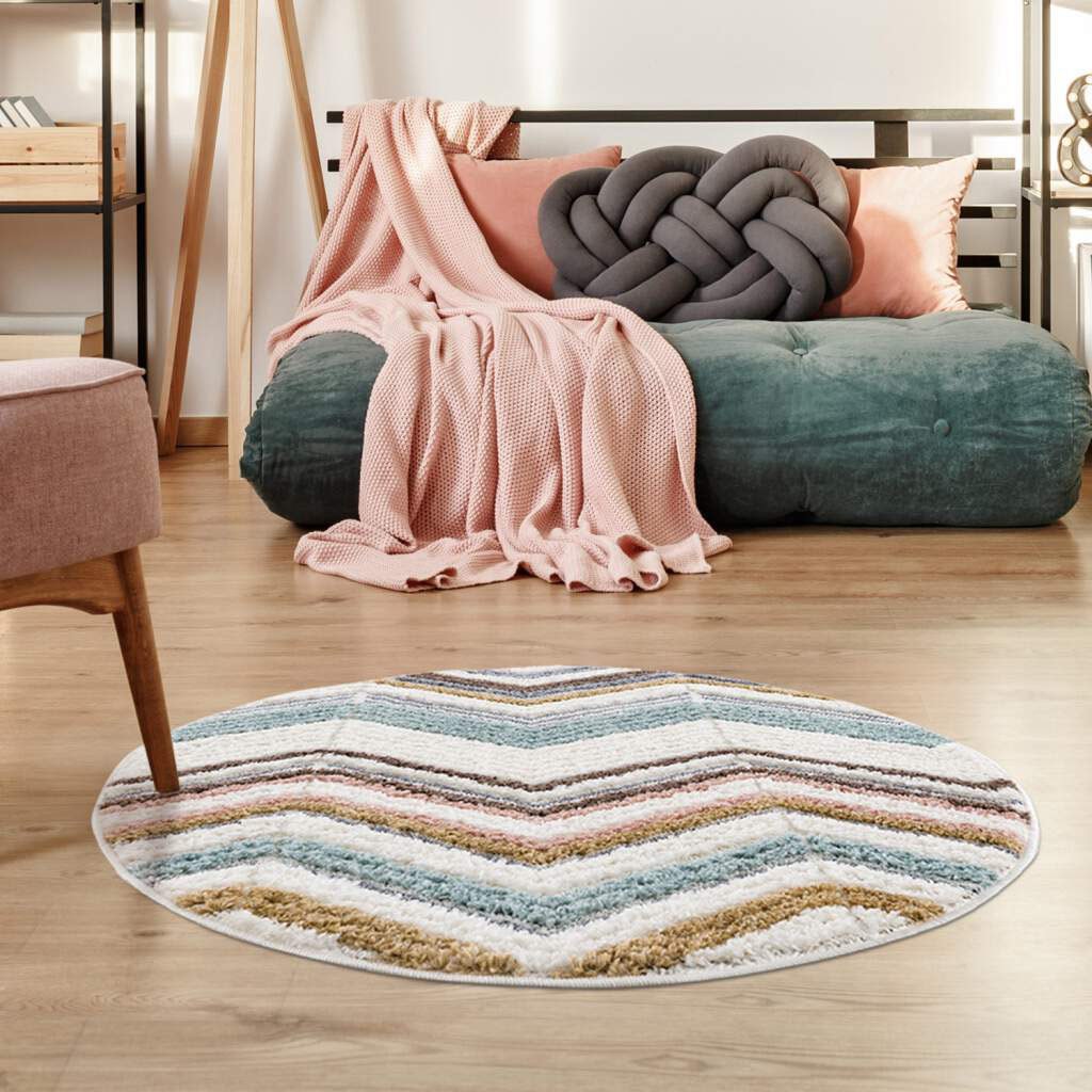 Carpet City Hochflor-Teppich »Focus 3009«, rund, 20 mm Höhe, Boho-Teppich, günstig online kaufen