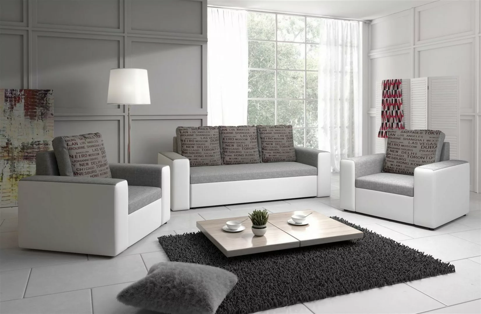Fun Möbel Schlafsofa Sofa Designersofa LEEDS 3-Sitzer, inkl. 3 Rückenkissen günstig online kaufen