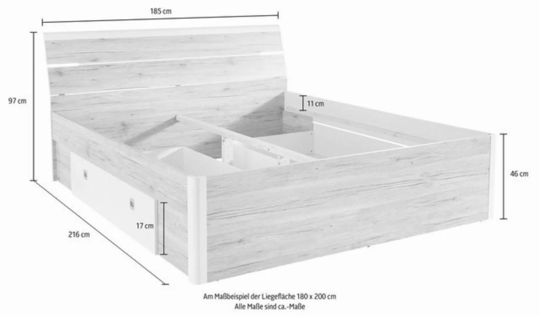 Schlafkontor Stauraumbett Mars, inklusive 2 Schubkästen und LED-Beleuchtung günstig online kaufen