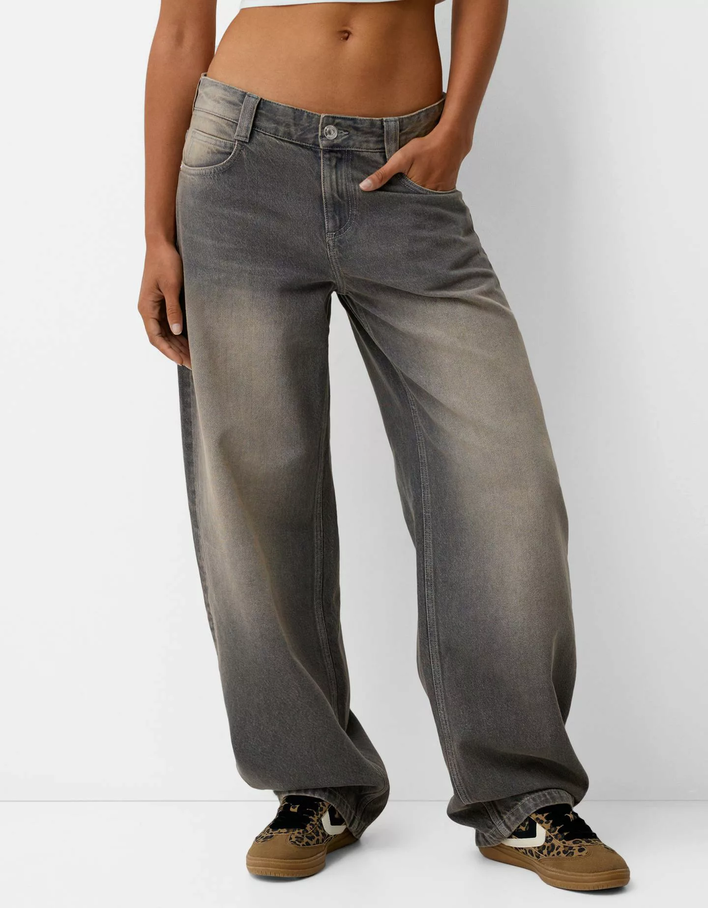 Bershka Baggy Balloon Jeans Damen 34 Dunkelgrau günstig online kaufen