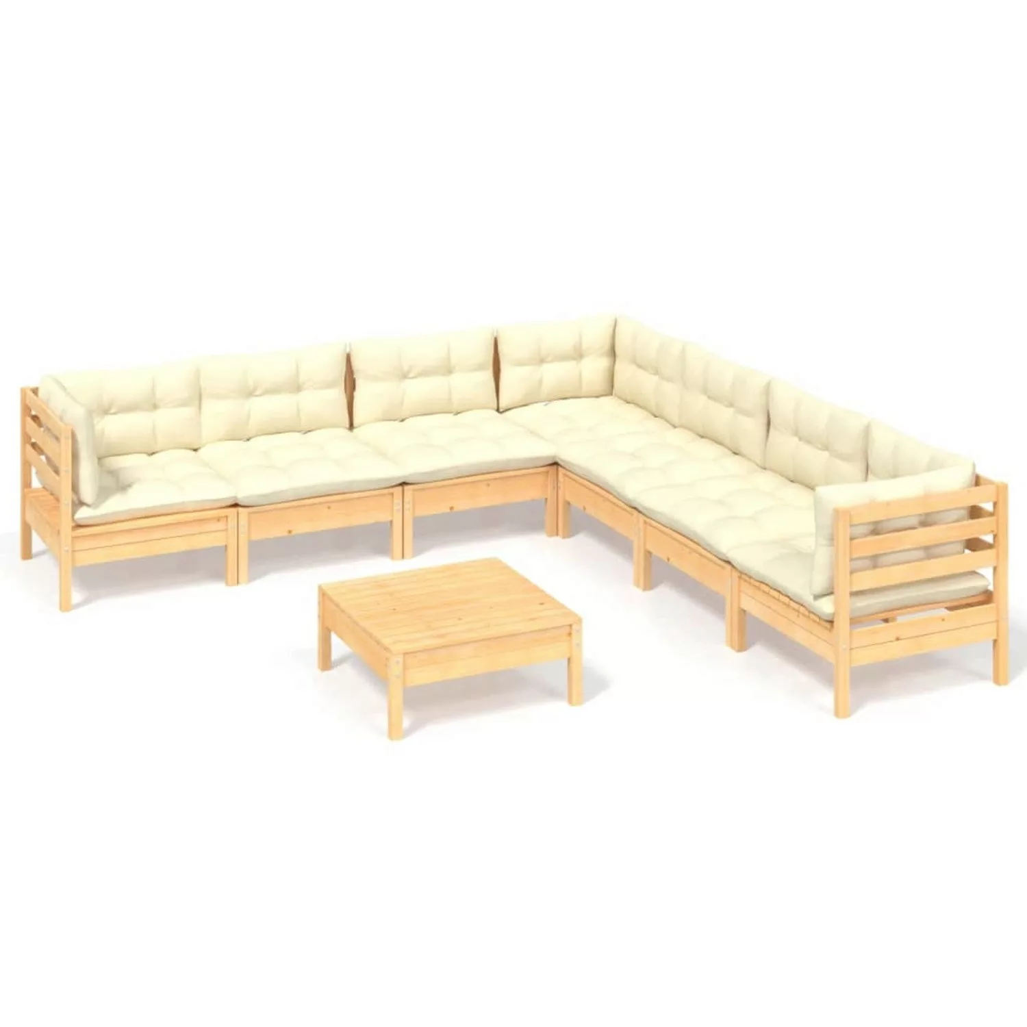 vidaXL 8-tlg Garten-Lounge-Set mit Creme Kissen Massivholz Kiefer Modell 18 günstig online kaufen