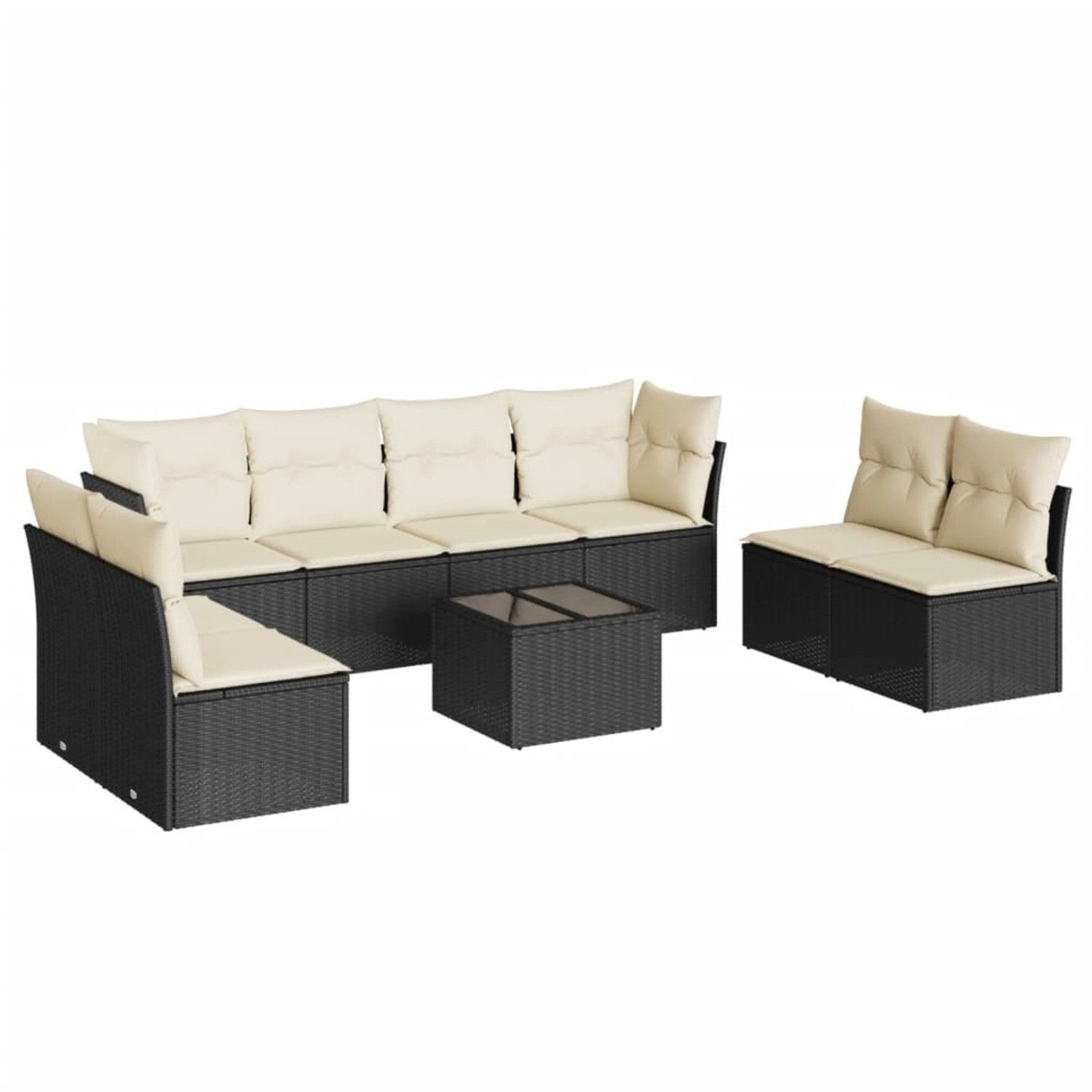 vidaXL 9-tlg Garten-Sofagarnitur mit Kissen Schwarz Poly Rattan Modell 40 günstig online kaufen