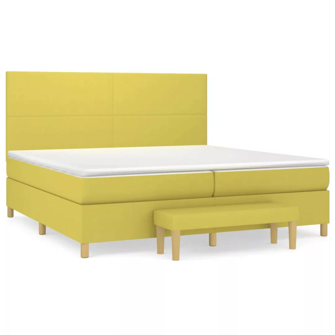 Vidaxl Boxspringbett Mit Matratze Hellgrün 200x200 Cm Stoff günstig online kaufen