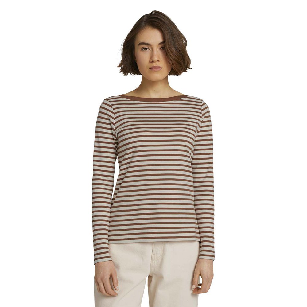 Tom Tailor 1023950 Langarm-t-shirt S White Brown Stripe günstig online kaufen