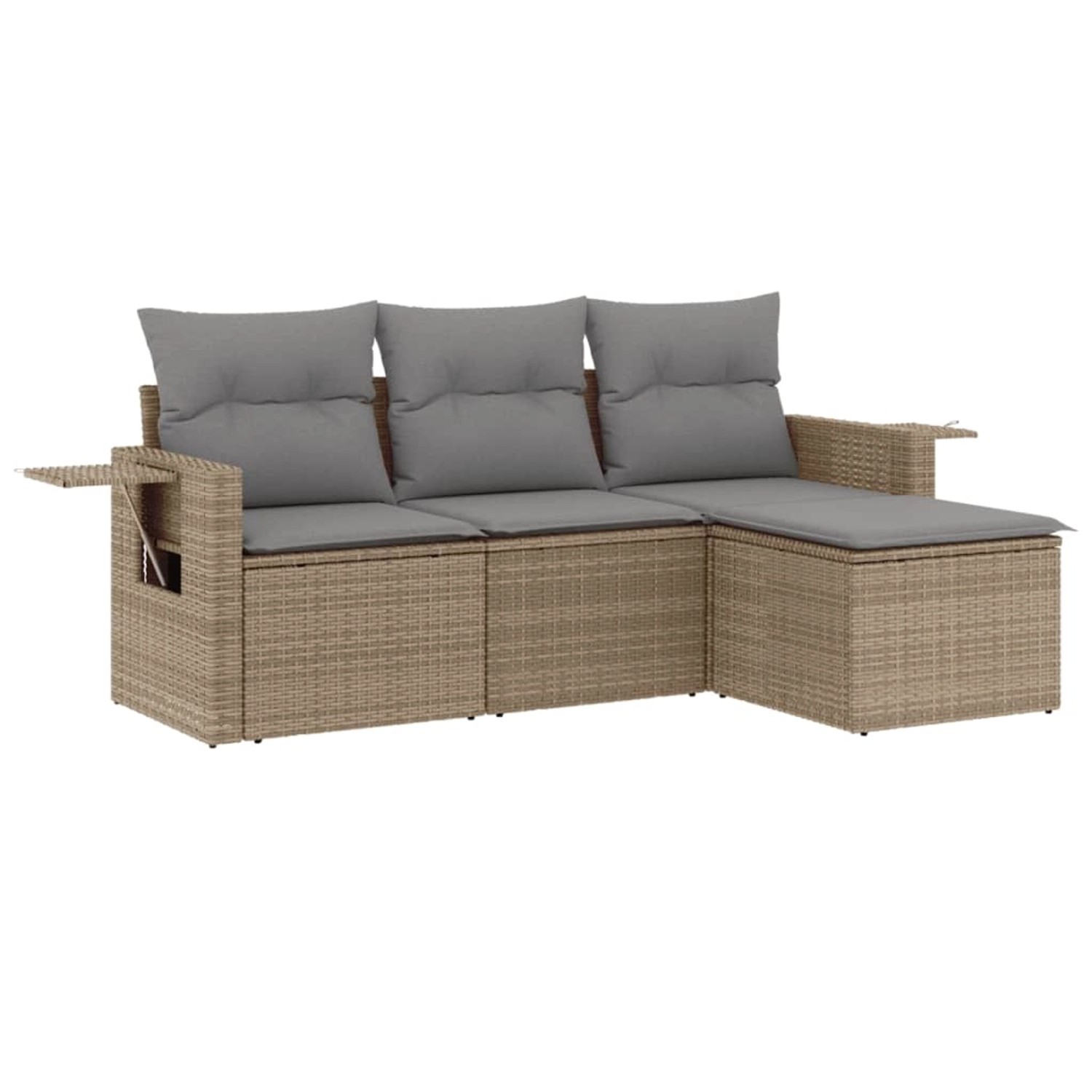 vidaXL 4-Tlg Garten-Sofagarnitur mit Kissen Beige Poly Rattan 3252406 günstig online kaufen