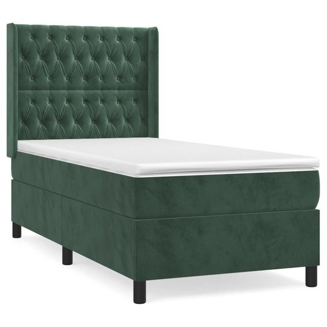 vidaXL Boxspringbett Boxspringbett mit Matratze Dunkelgrün 90x190 cm Samt B günstig online kaufen