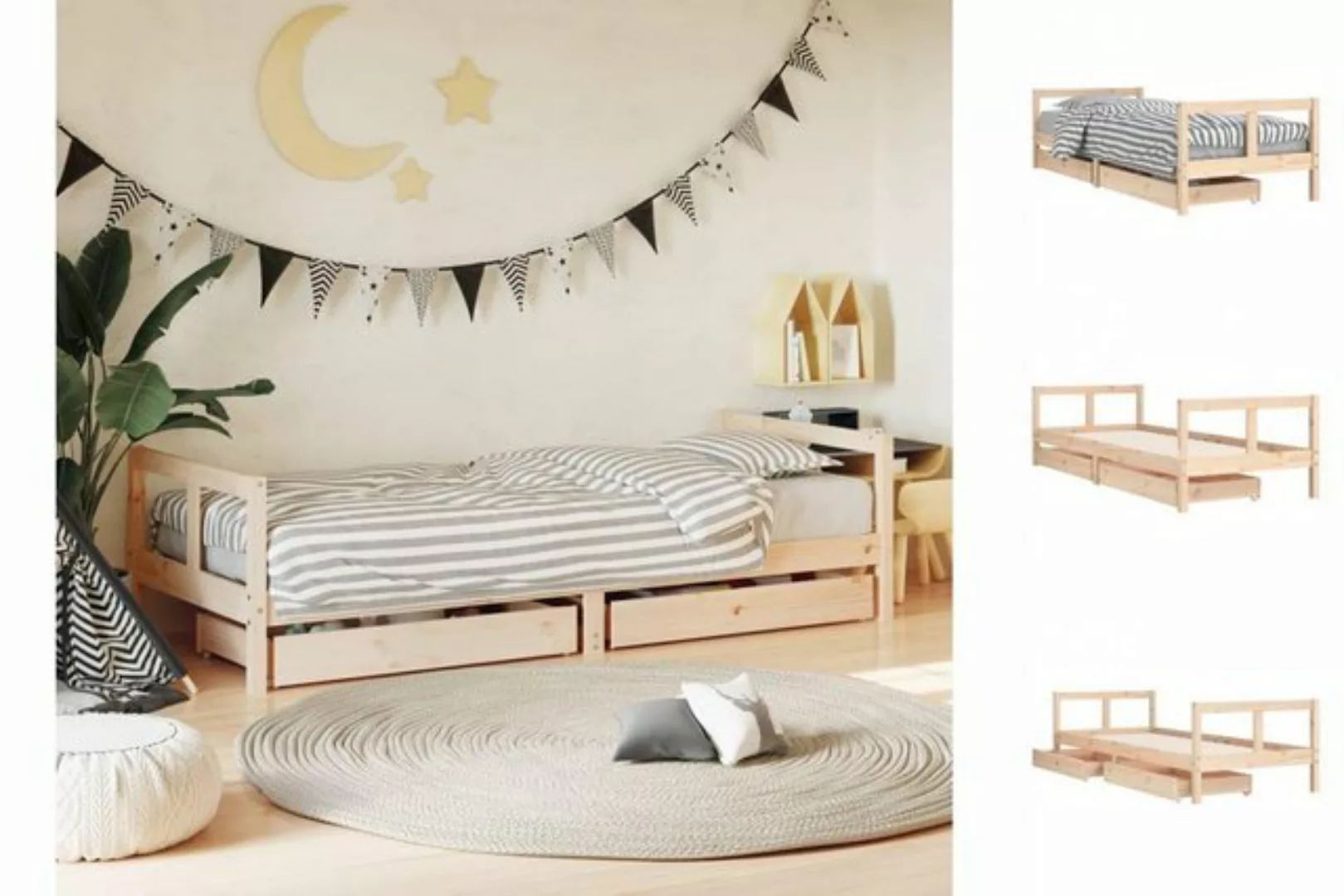 vidaXL Kinderbett Kinderbett mit Schubladen 80x200 cm Massivholz Kiefer günstig online kaufen