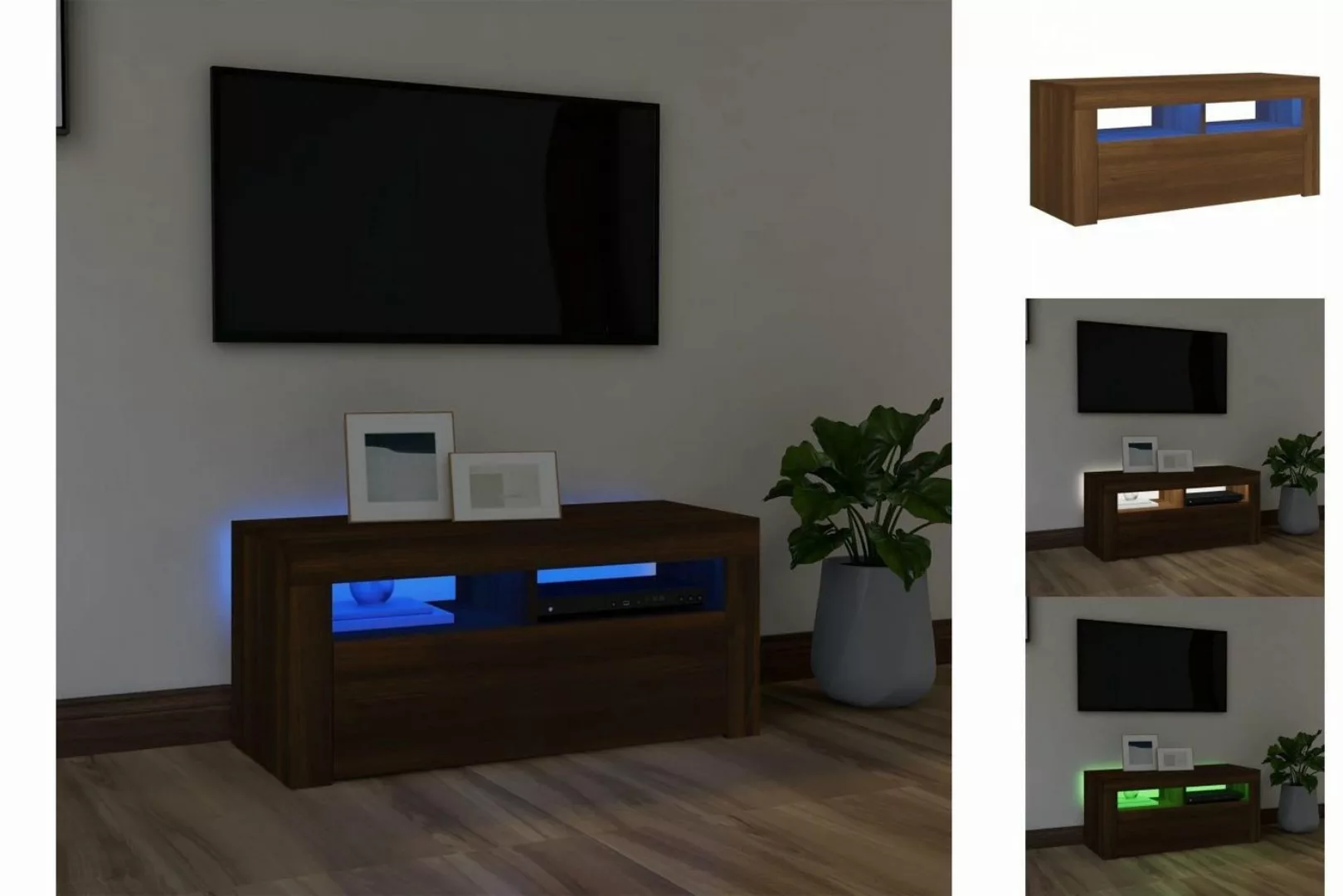 vidaXL TV-Schrank TV-Schrank mit LED-Leuchten Braun Eichen-Optik 90x35x40 c günstig online kaufen