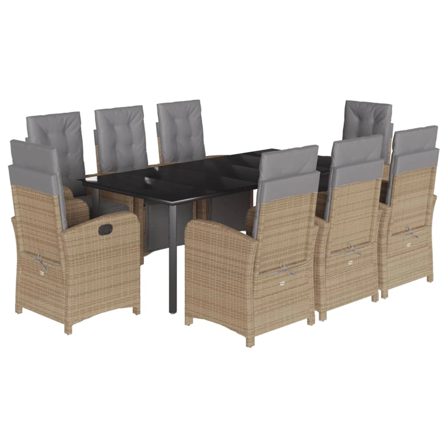 vidaXL 9-Tlg Garten-Essgruppe mit Kissen Beige Poly Rattan 3212597 günstig online kaufen