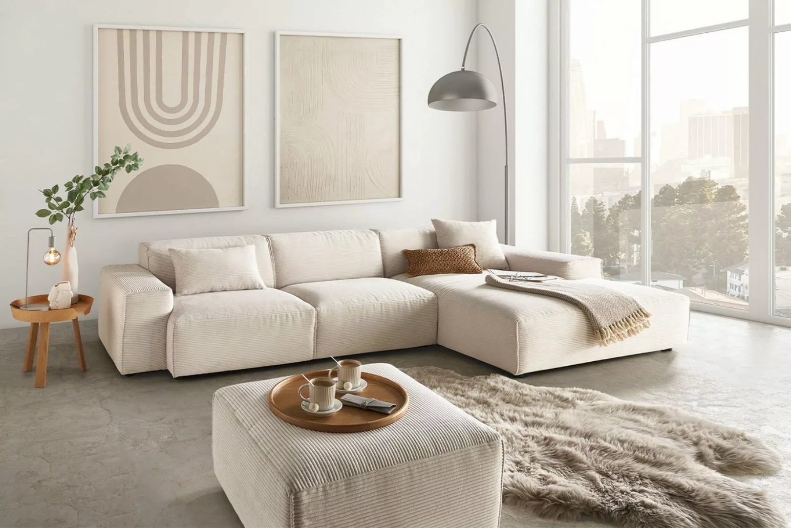KAWOLA Ecksofa RANI, Sofa Cord, Recamiere rechts od. links, versch. Farben günstig online kaufen