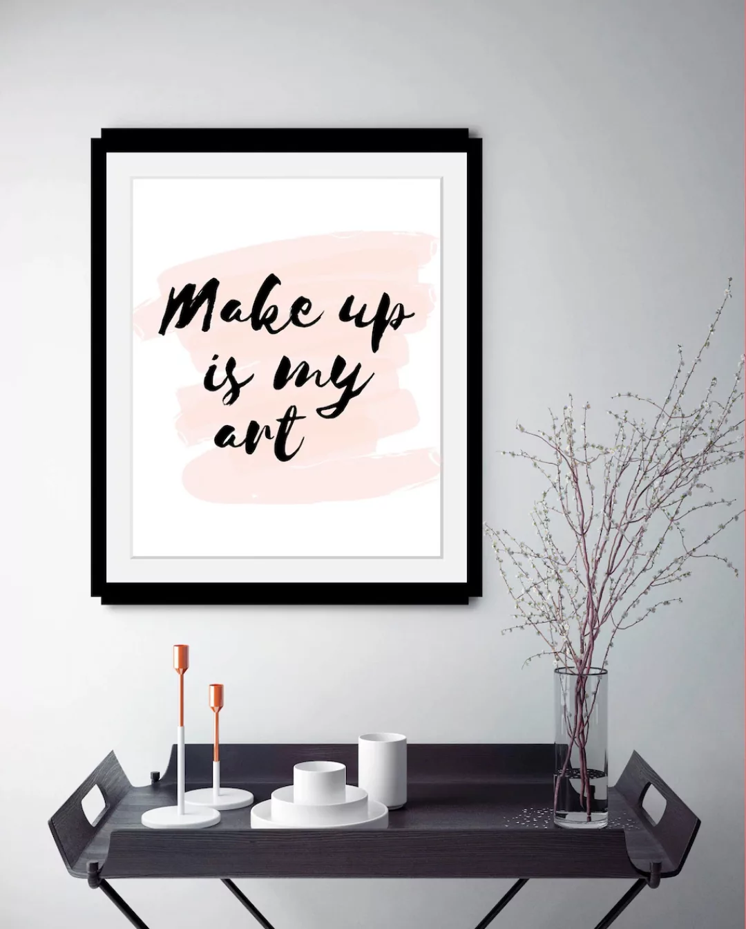 queence Bild "Make up", Schwarz-Weiß-Schriftzug-Motivationsbilder-Fashion-F günstig online kaufen