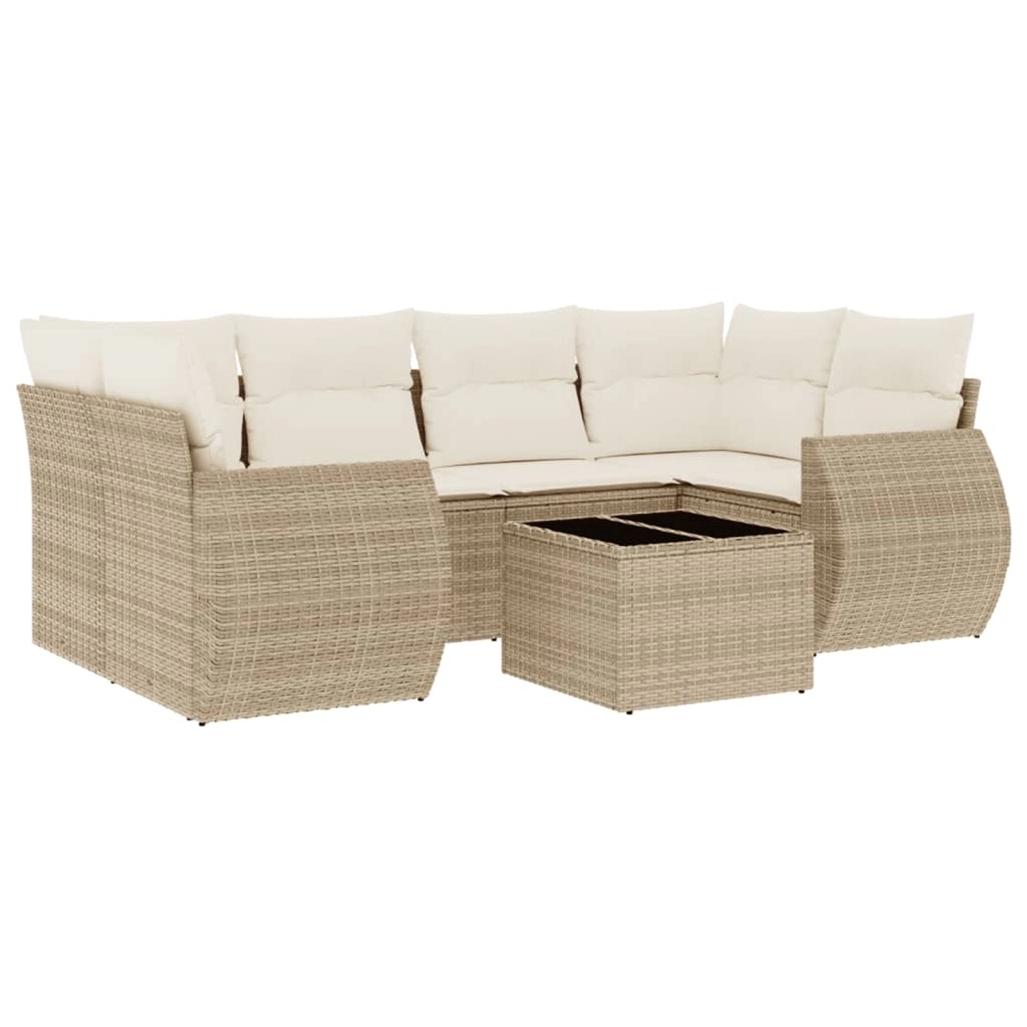 vidaXL 7-Tlg Garten-Sofagarnitur mit Kissen Beige Poly Rattan 3221117 günstig online kaufen