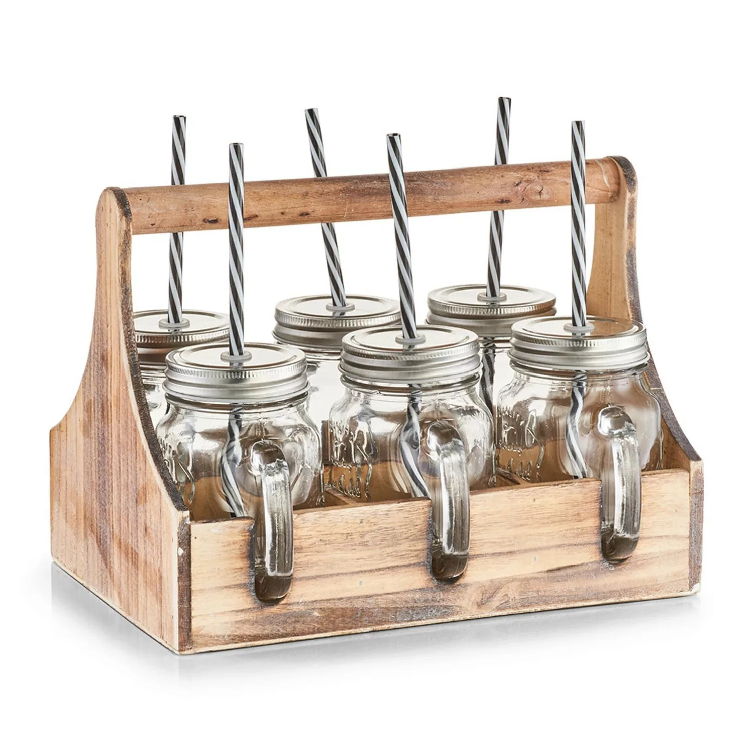 Zeller Trinkgläser-Set Glas/Metall/Holz 7-teilig günstig online kaufen