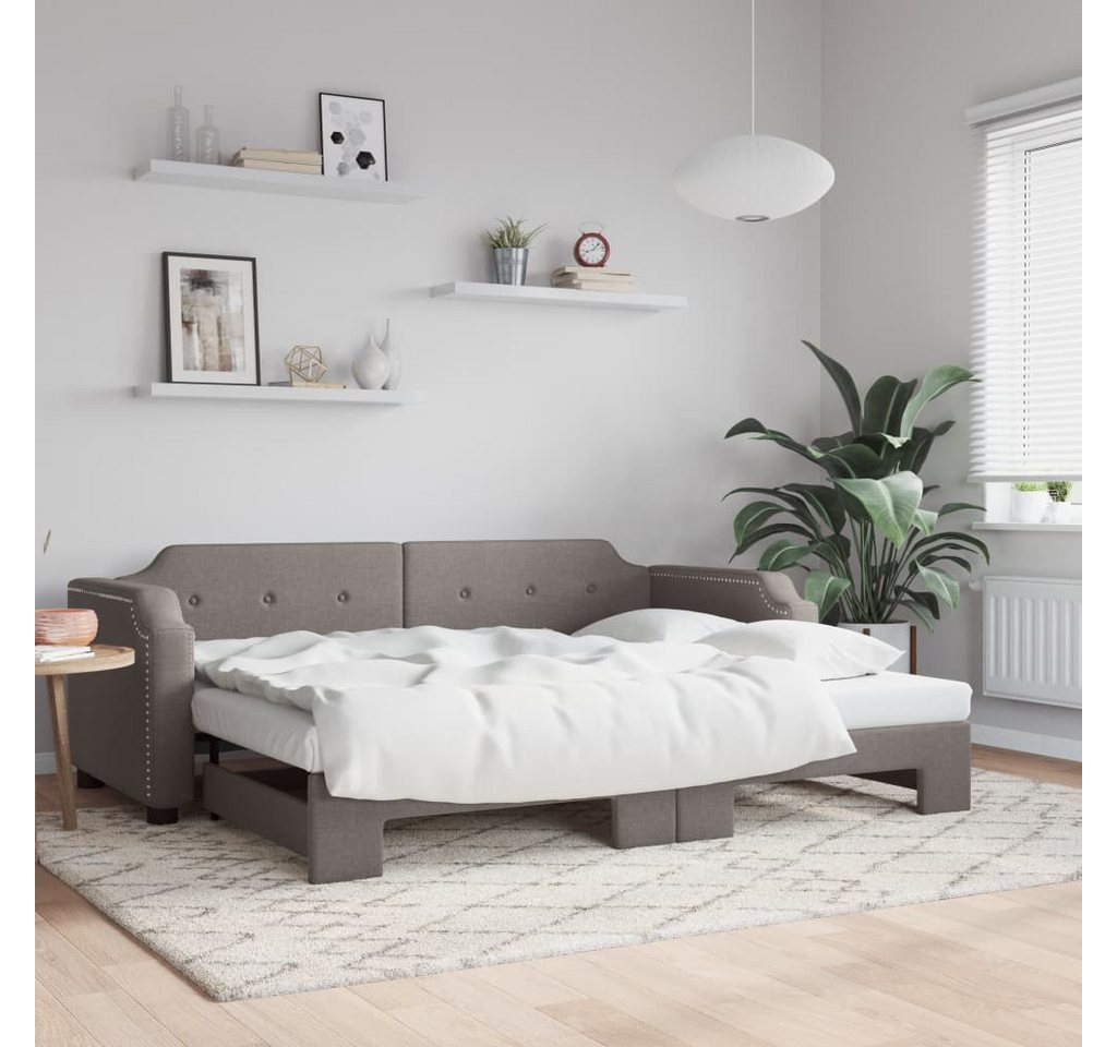 vidaXL Gästebett Gästebett Tagesbett Ausziehbar Taupe 100x200 cm Stoff Bett günstig online kaufen