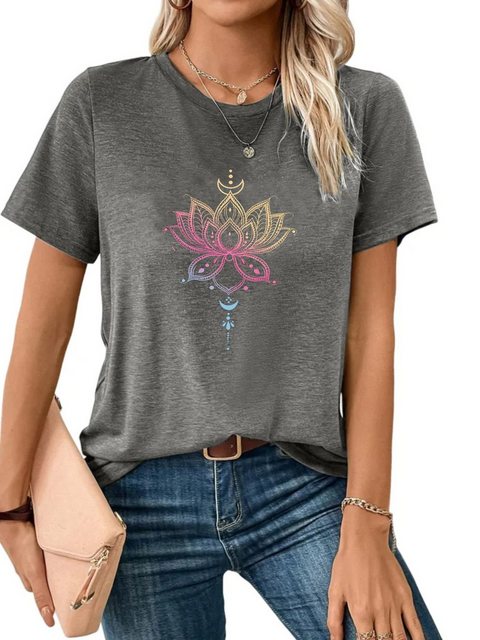 PYL Rundhalsshirt Damen Sommer Casual Basic-Shirts Kurzarm Lockere Tops günstig online kaufen