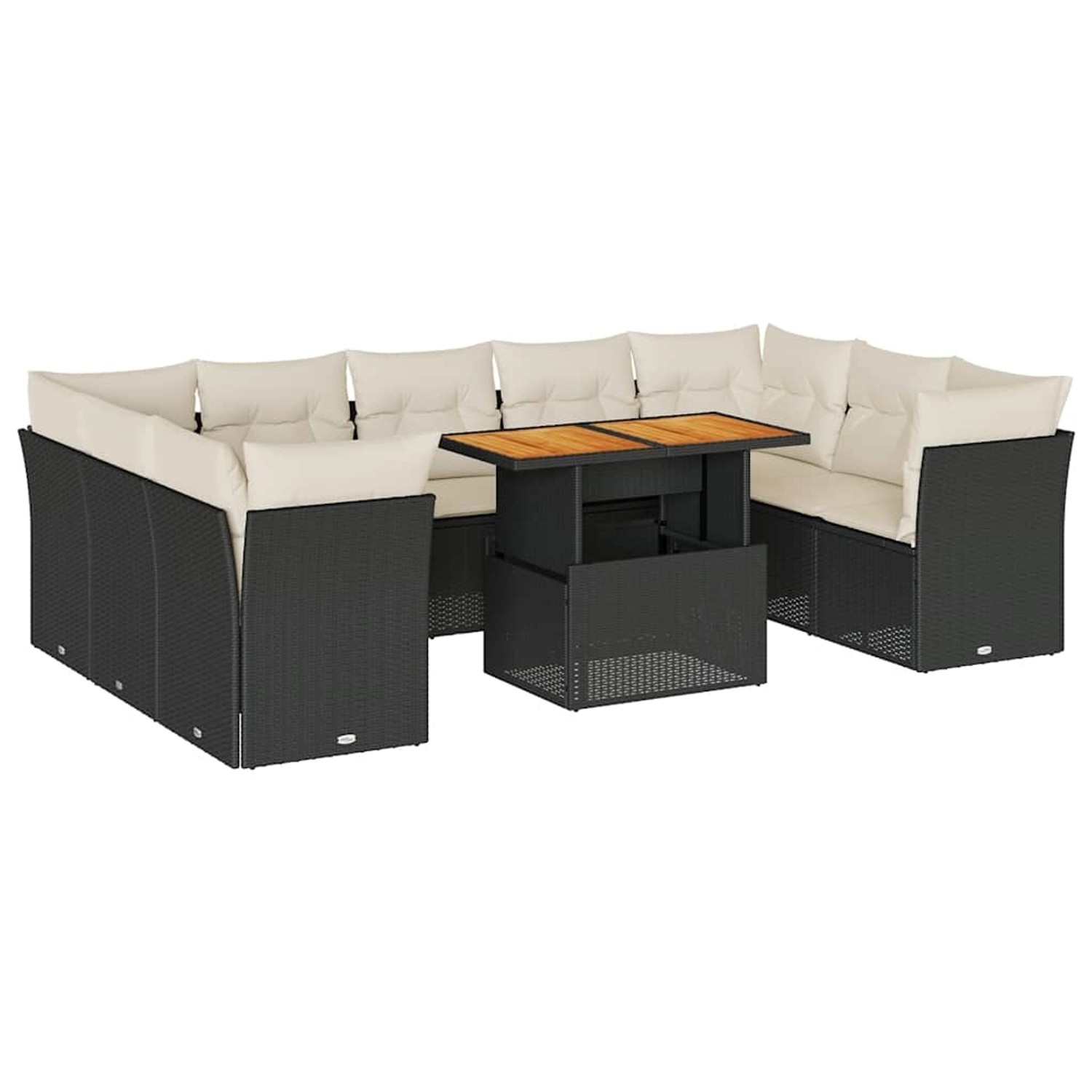 vidaXL 10-Tlg Garten-Sofagarnitur mit Kissen Schwarz Poly Rattan 3326968 günstig online kaufen