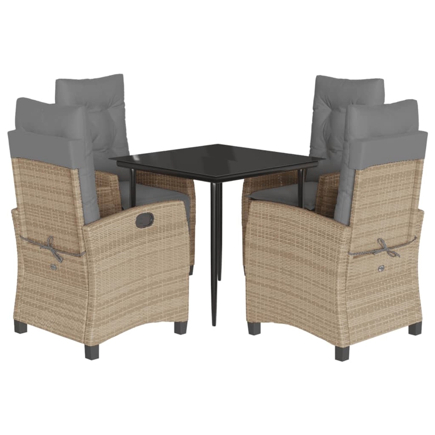 vidaXL 5-Tlg Garten-Essgruppe mit Kissen Beigemischung Poly Rattan 3212824 günstig online kaufen