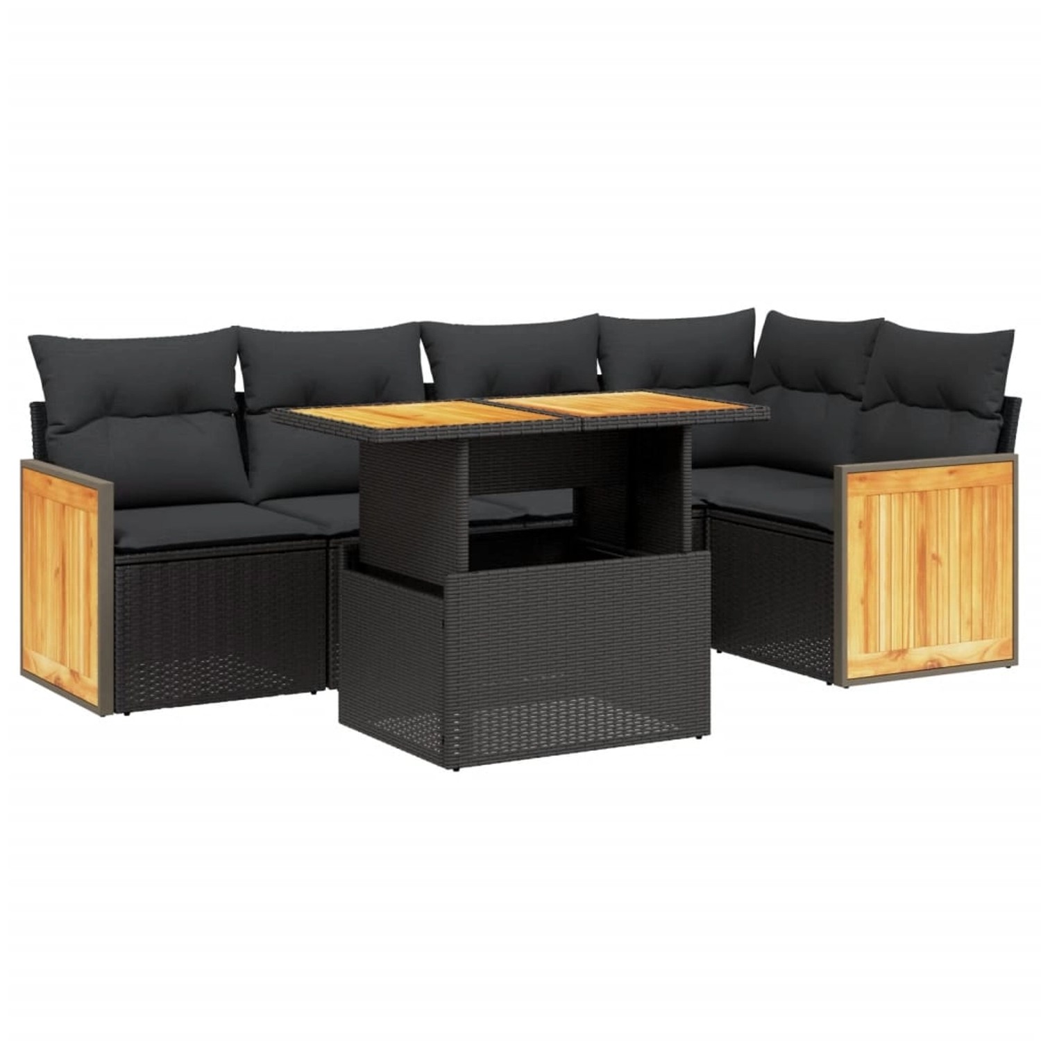 vidaXL 6-Tlg Garten-Sofagarnitur mit Kissen Schwarz Poly Rattan 3273946 günstig online kaufen