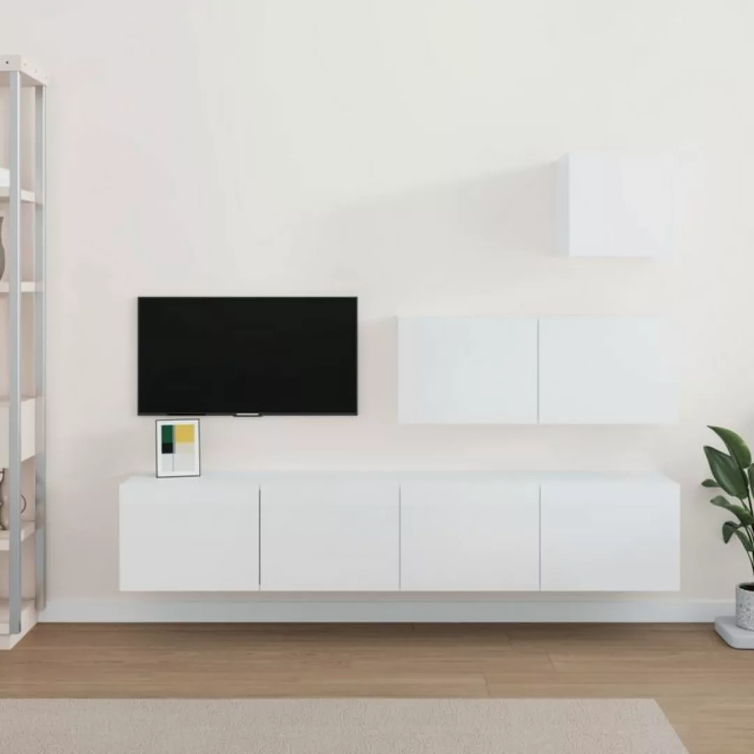 Vidaxl 4-tlg. Tv-schrank-set Hochglanz-weiß Holzwerkstoff günstig online kaufen