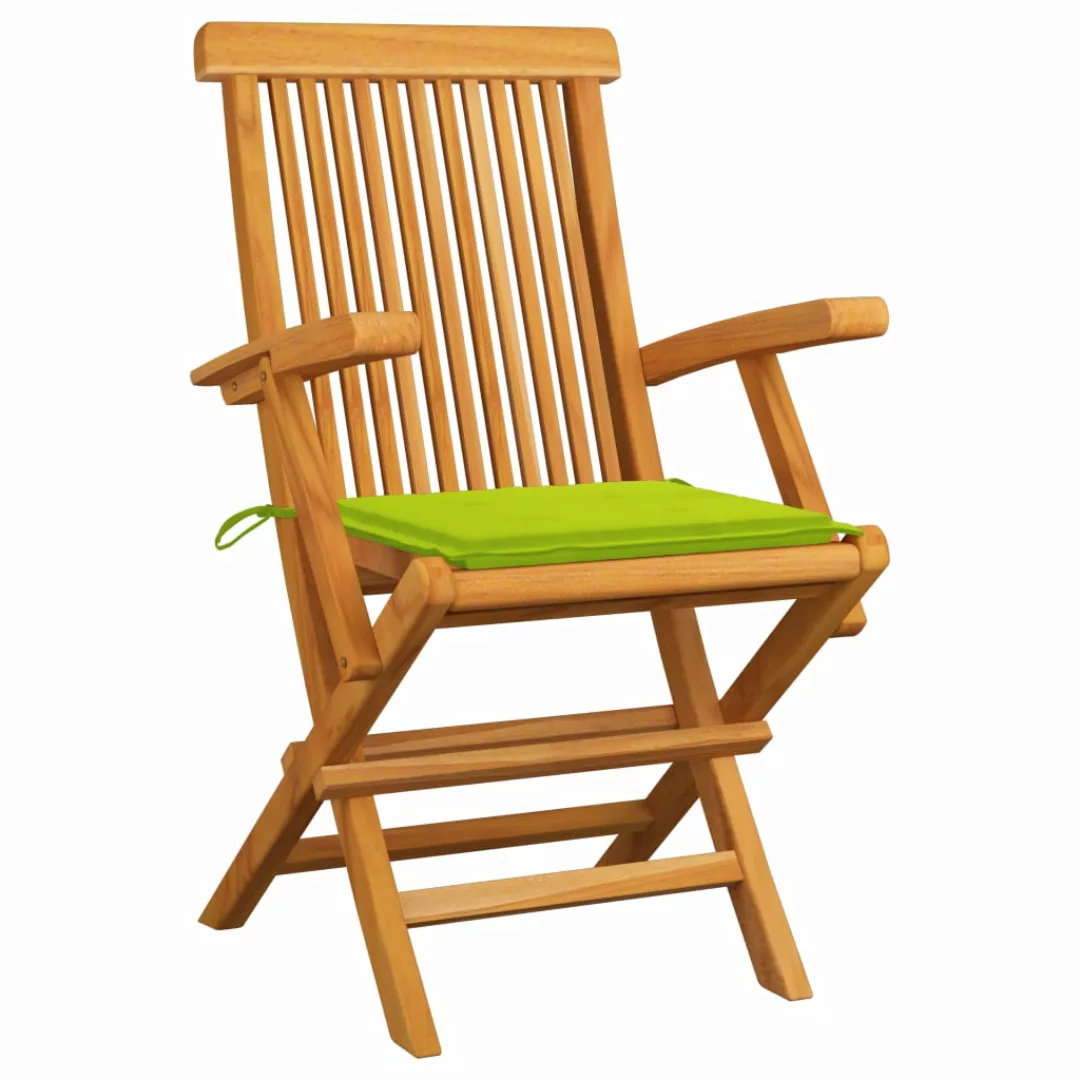 Gartenstühle Mit Hellgrünen Kissen 6 Stk. Massivholz Teak günstig online kaufen