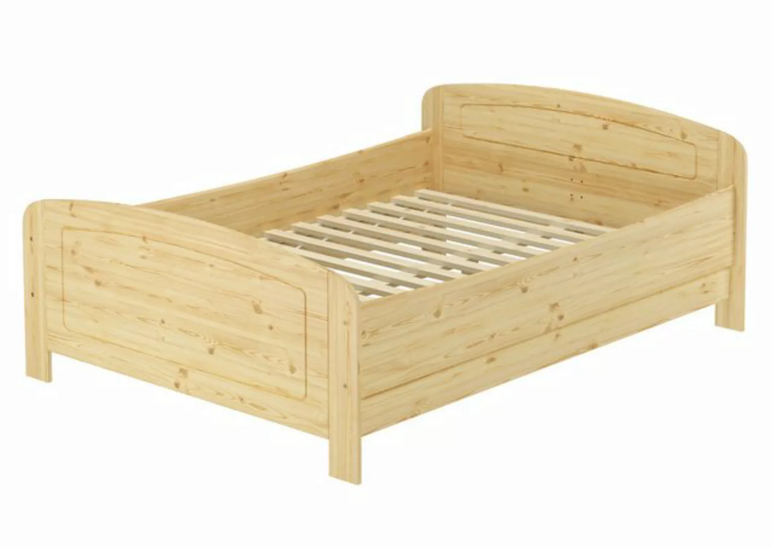 ERST-HOLZ Bett Seniorenbett Doppelbett hohe Sitzkante Kiefer natur + Rollro günstig online kaufen