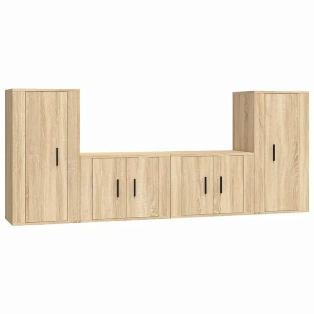 furnicato TV-Schrank 4-tlg. TV-Schrank-Set Sonoma-Eiche Holzwerkstoff günstig online kaufen