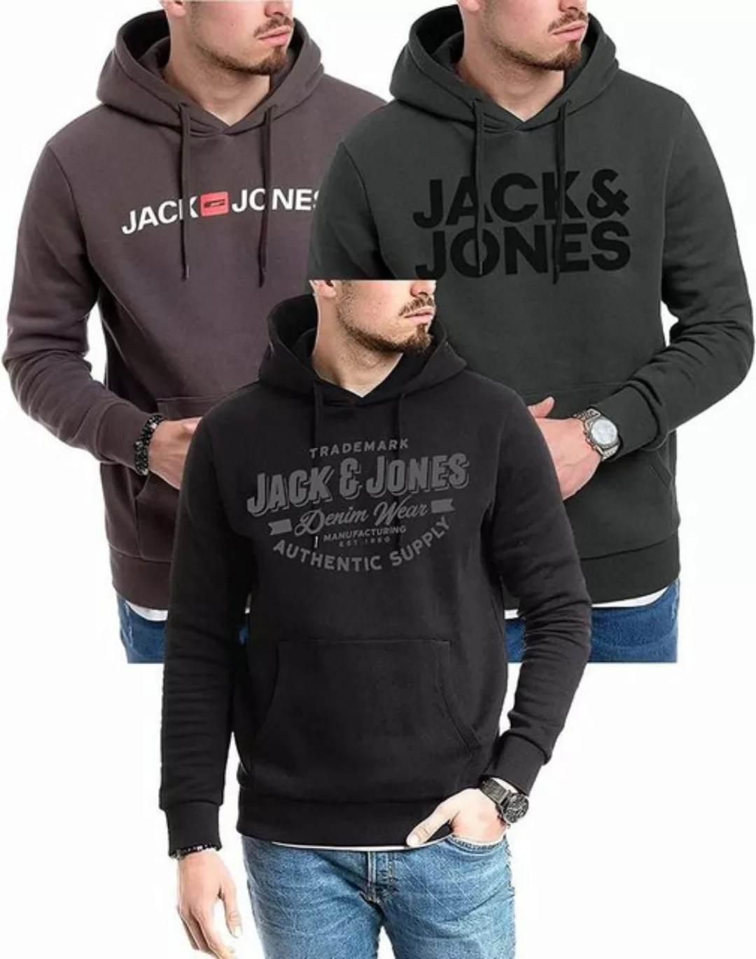 Jack & Jones Kapuzensweatshirt modische Hoodies mit Logoprint (Spar-Set, 3e günstig online kaufen