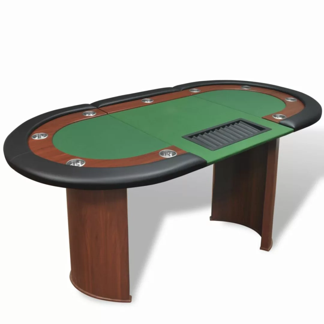 Pokertisch Für 10 Spieler Mit Dealerbereich Und Chipablage Grün günstig online kaufen