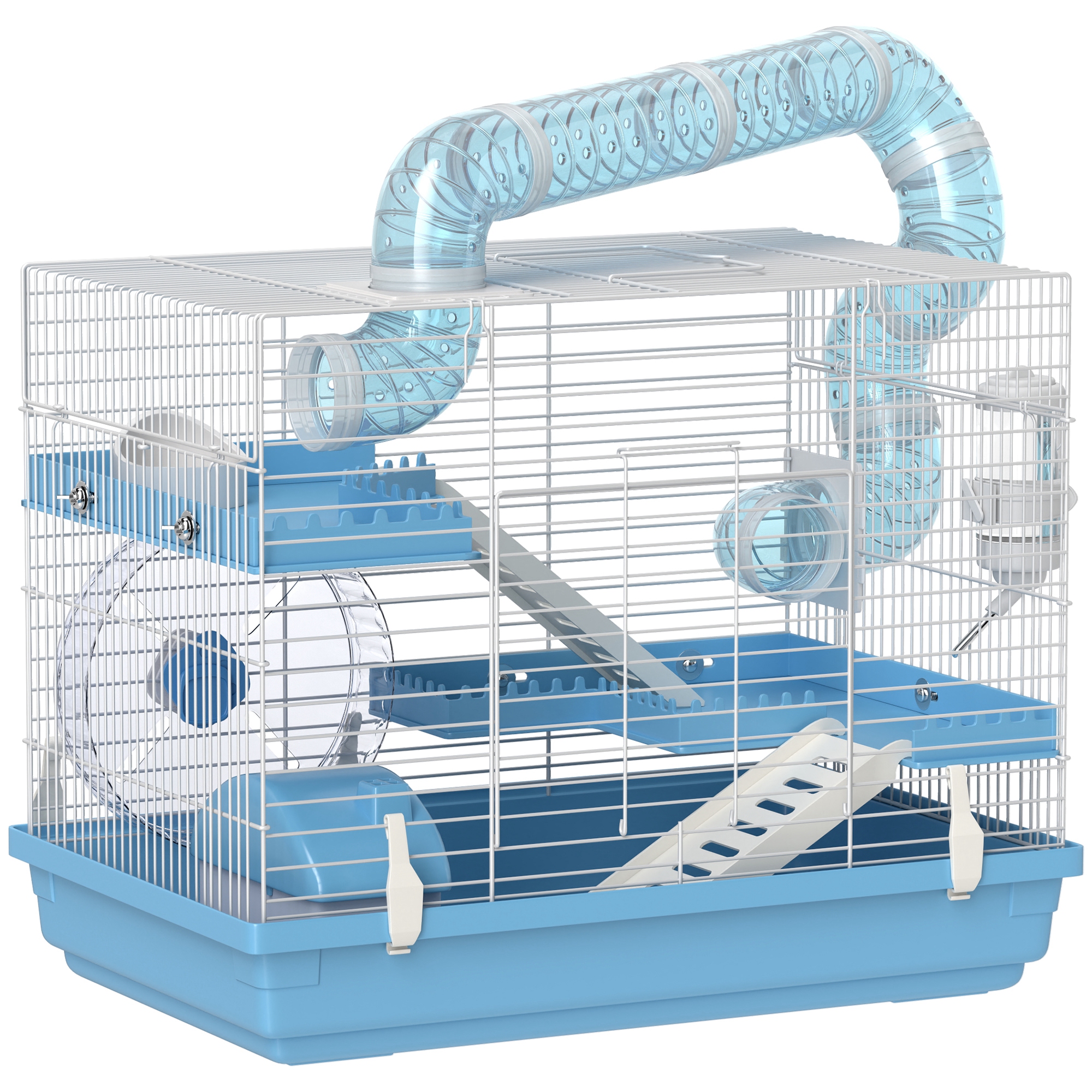 PawHut Tragbarer Hamsterkäfig, Hamsterkäfig mit Hütte, Laufrad, Napf, Wasse günstig online kaufen