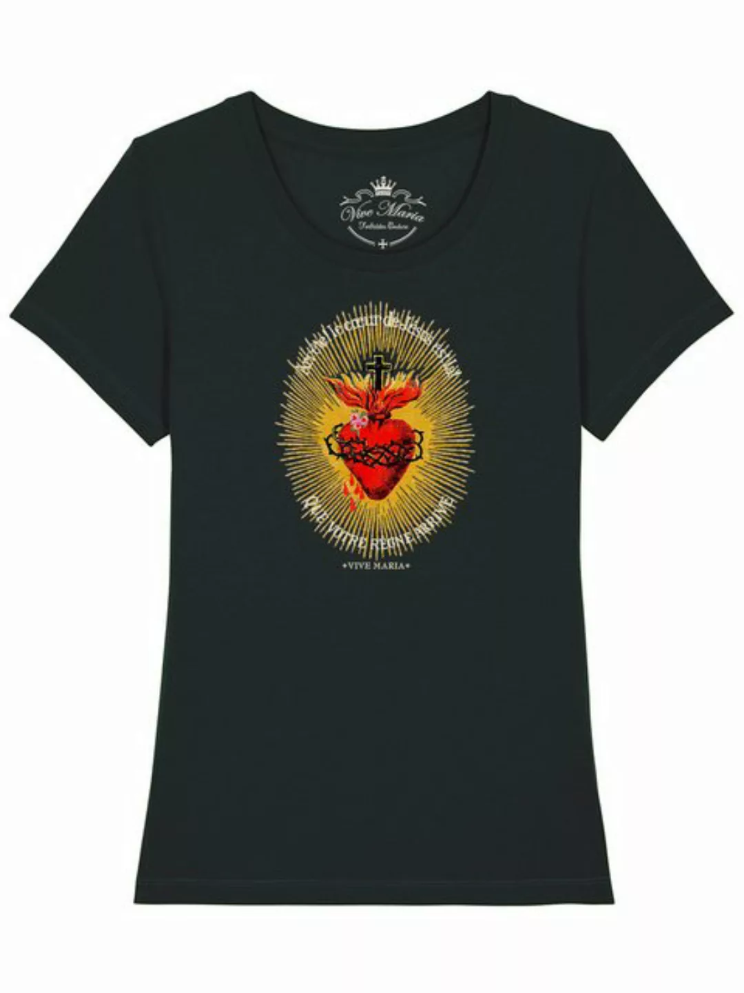 Vive Maria Burning Heart Damen T-Shirt schwarz günstig online kaufen