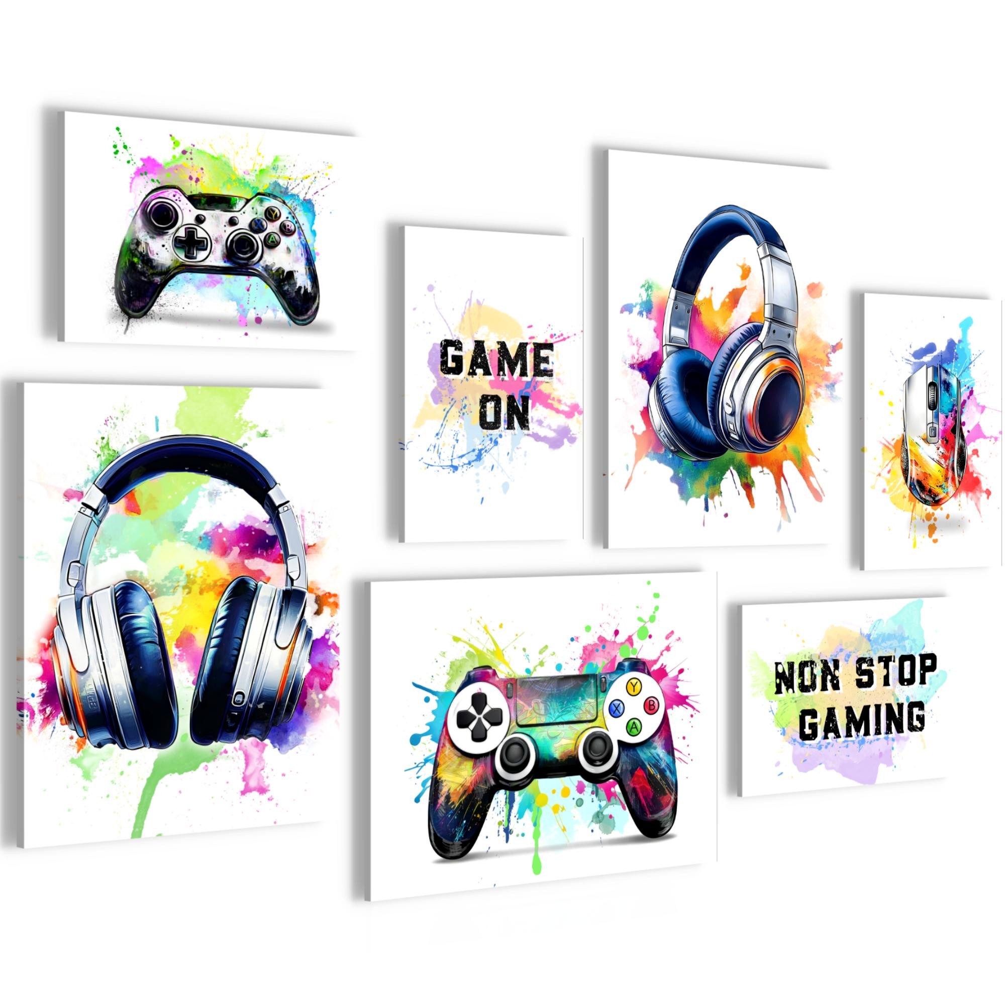 Novart Wandbild Gamer Bunt, Weißer Hintergrund günstig online kaufen