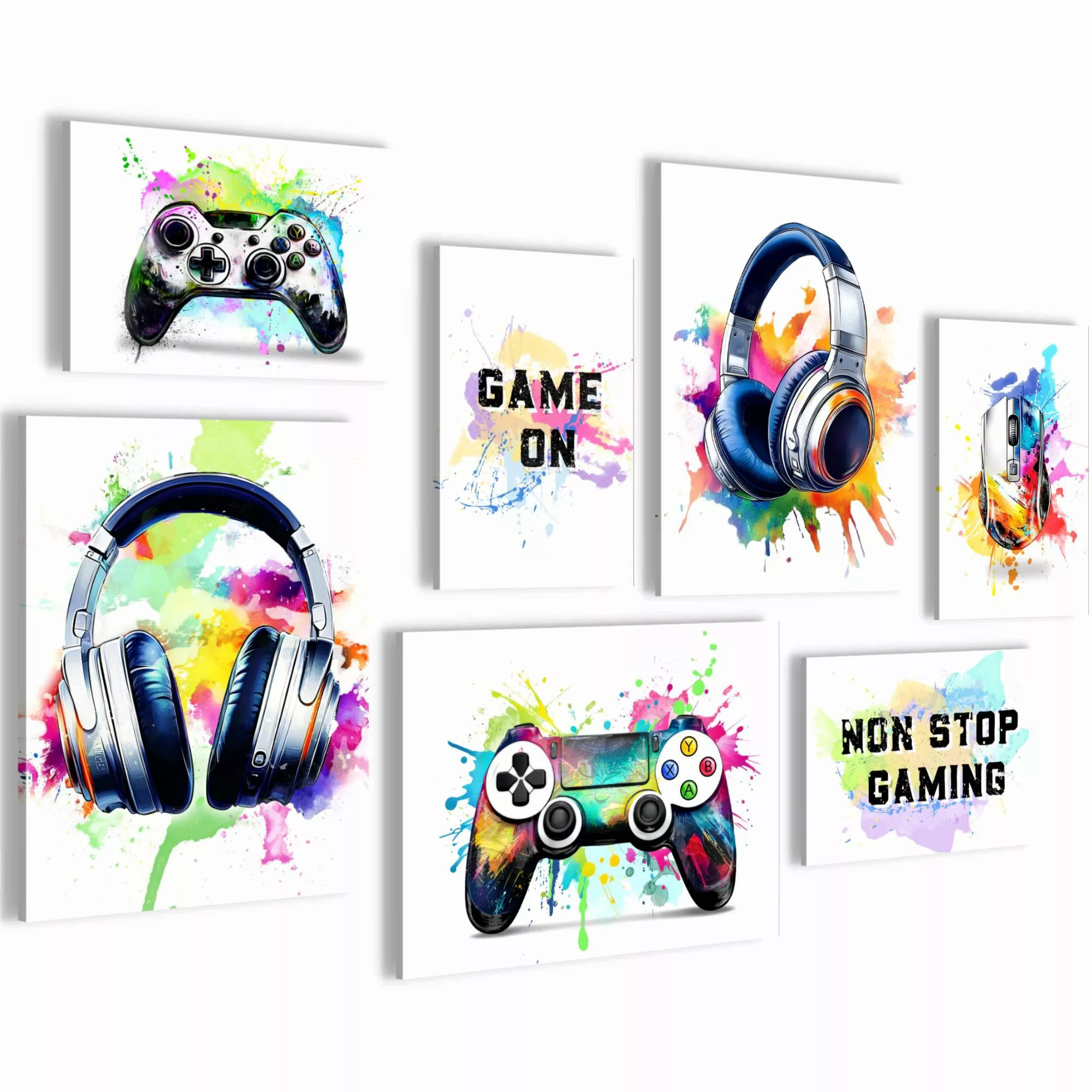 Novart Wandbild Gamer Bunt, Weißer Hintergrund günstig online kaufen