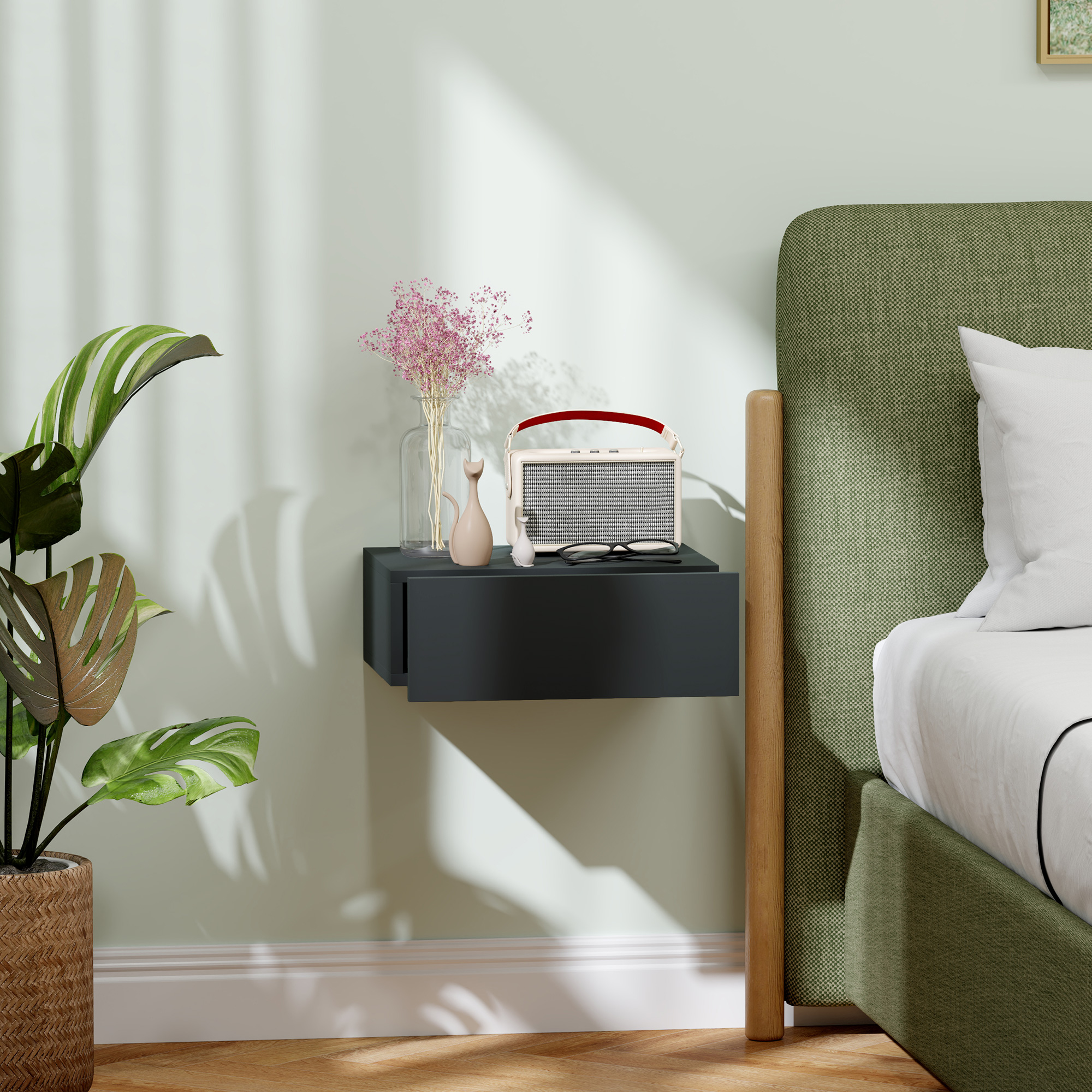HOMCOM Hängenachttisch mit Schublade, Schlafzimmer Nachttisch aus Spanplatt günstig online kaufen