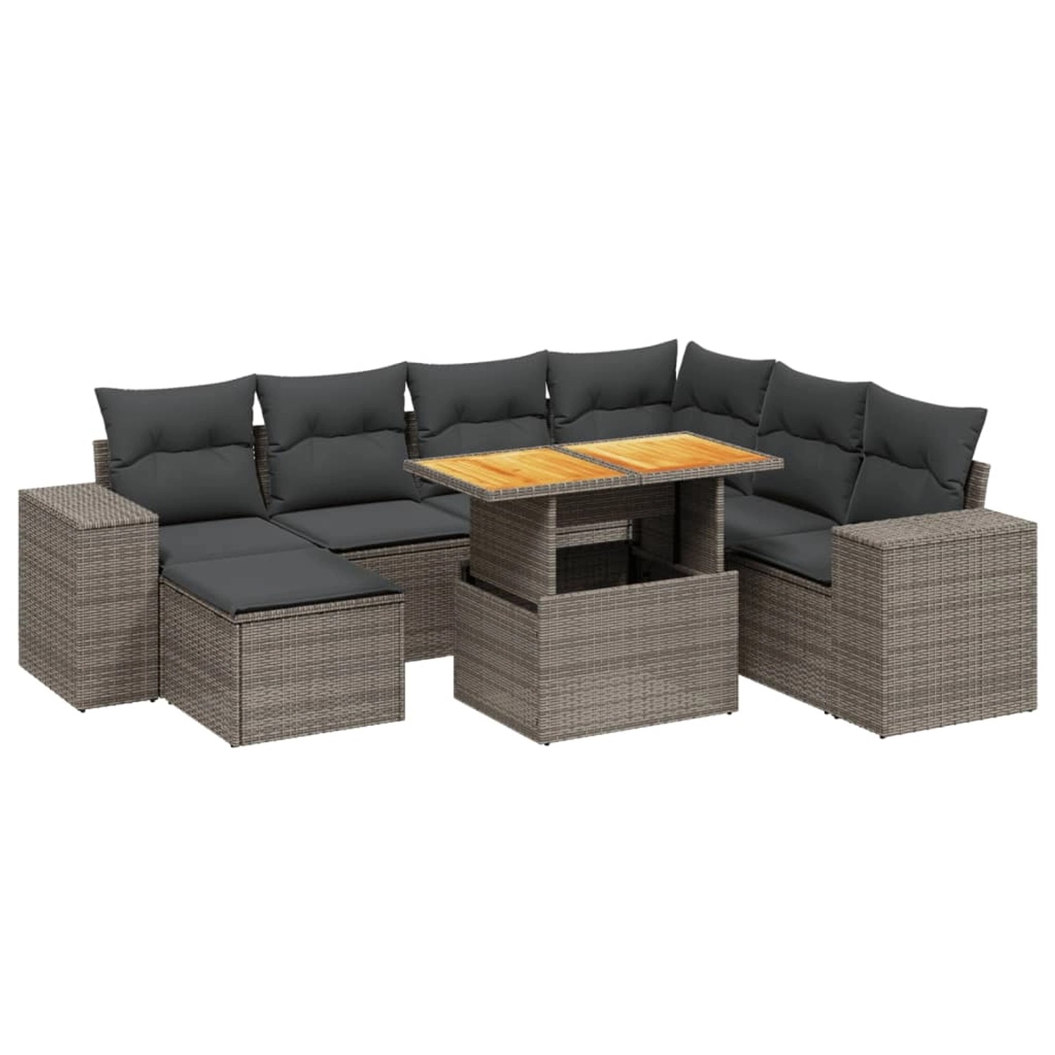 vidaXL 8-Tlg Garten-Sofagarnitur mit Kissen Grau Poly Rattan 3275944 günstig online kaufen