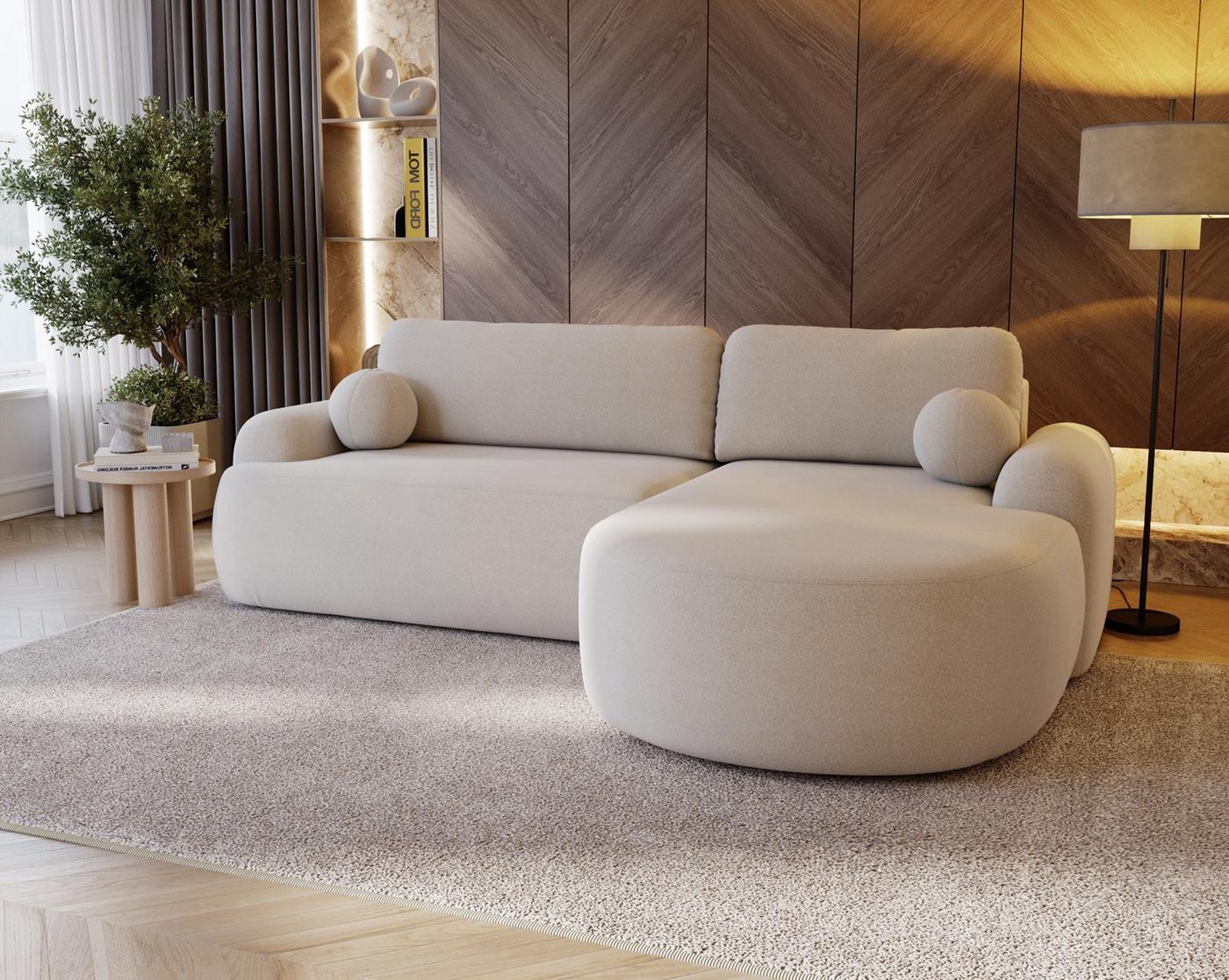 Compleo Ecksofa boucle mit breiter Ottomane OLIO, rundes Design, Exklusiv d günstig online kaufen