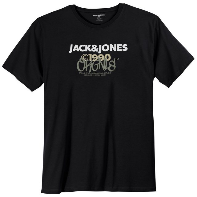 Jack & Jones Rundhalsshirt Große Größen Herren T-Shirt schwarz Logodruck Ja günstig online kaufen