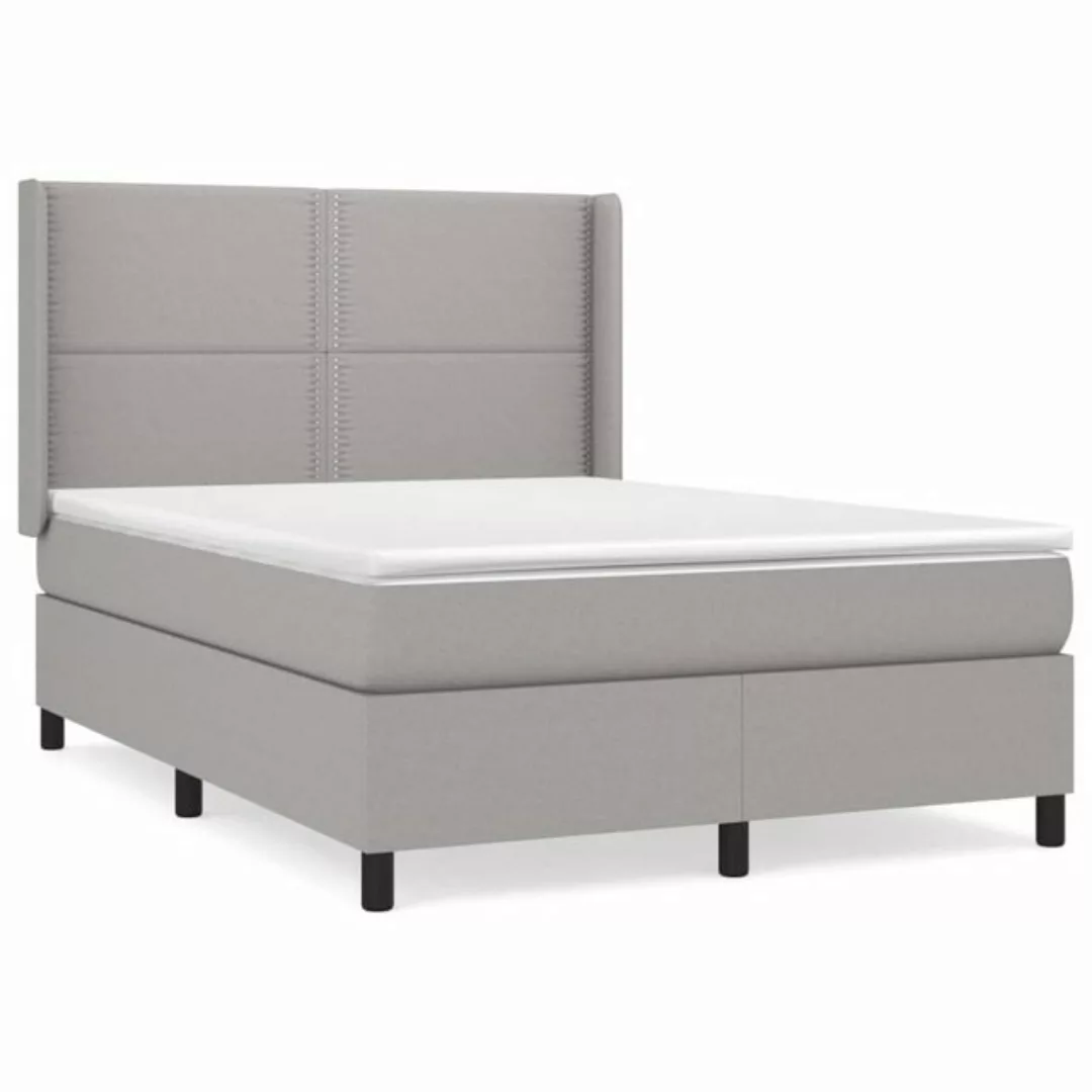 vidaXL Boxspringbett Boxspringbett mit Matratze Hellgrau 140x200 cm Stoff B günstig online kaufen